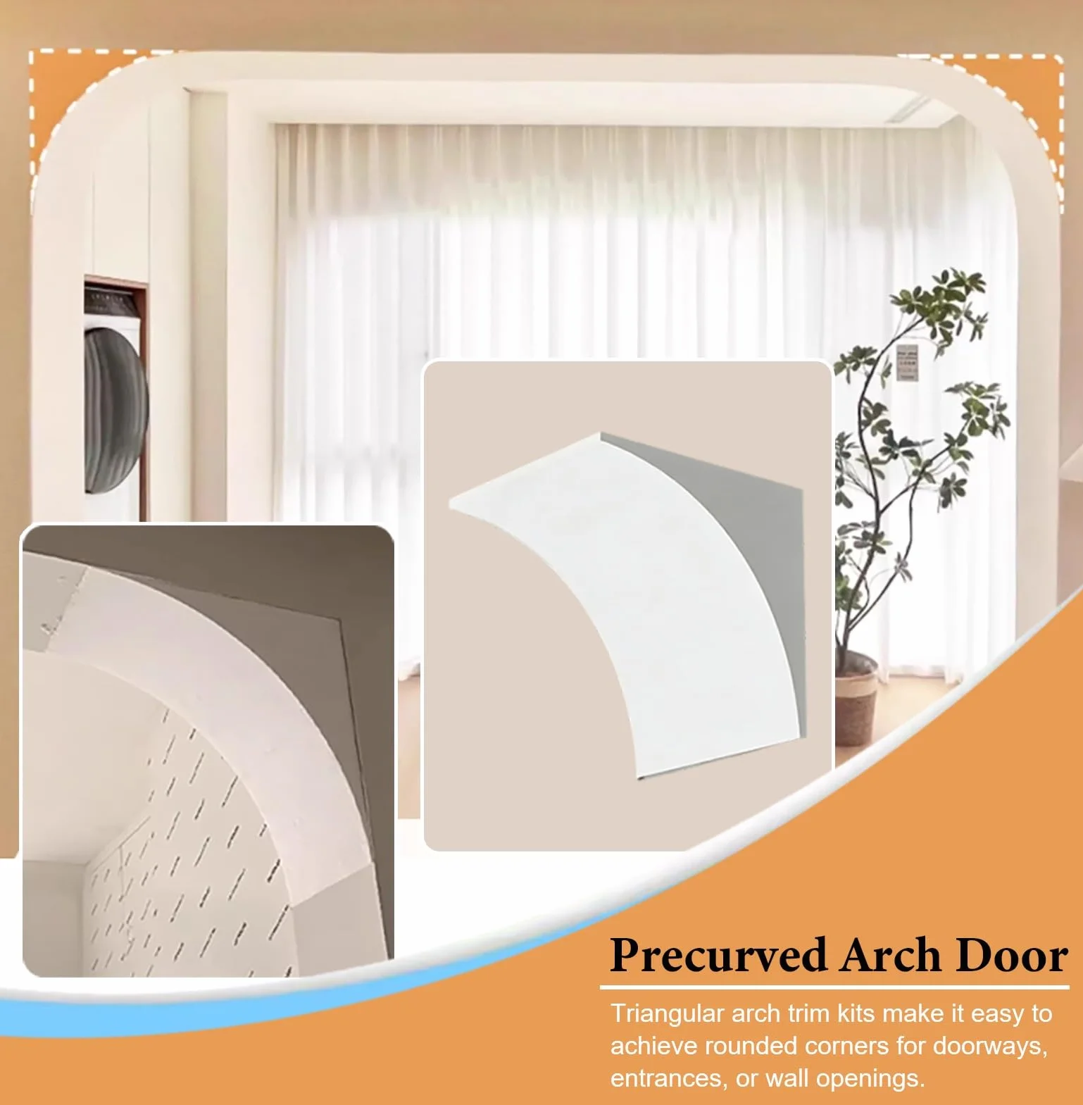 Kit de arco de espuma para puerta, kit de arco de puerta redondeado, cubierta de arco curvado para decoración del hogar