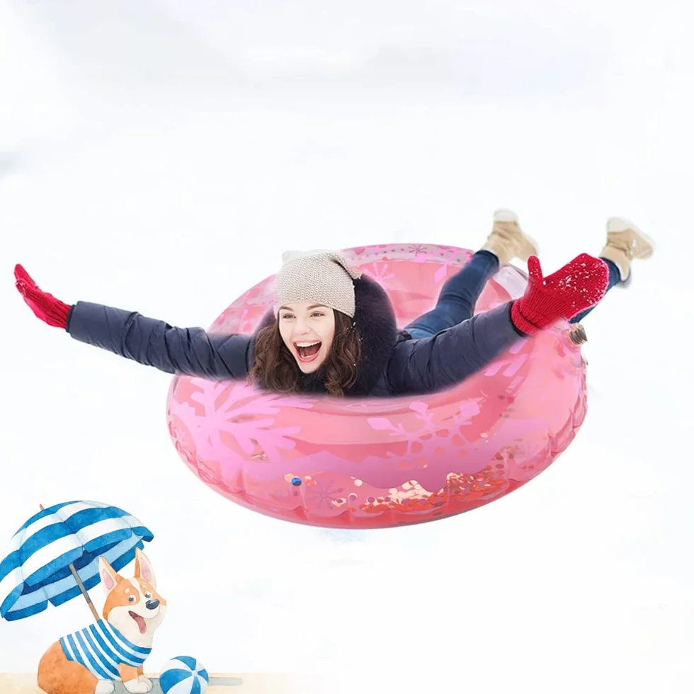 Trineo Inflable Tubo de Nieve con Asas 35.4 Pulgadas para Niños Adultos