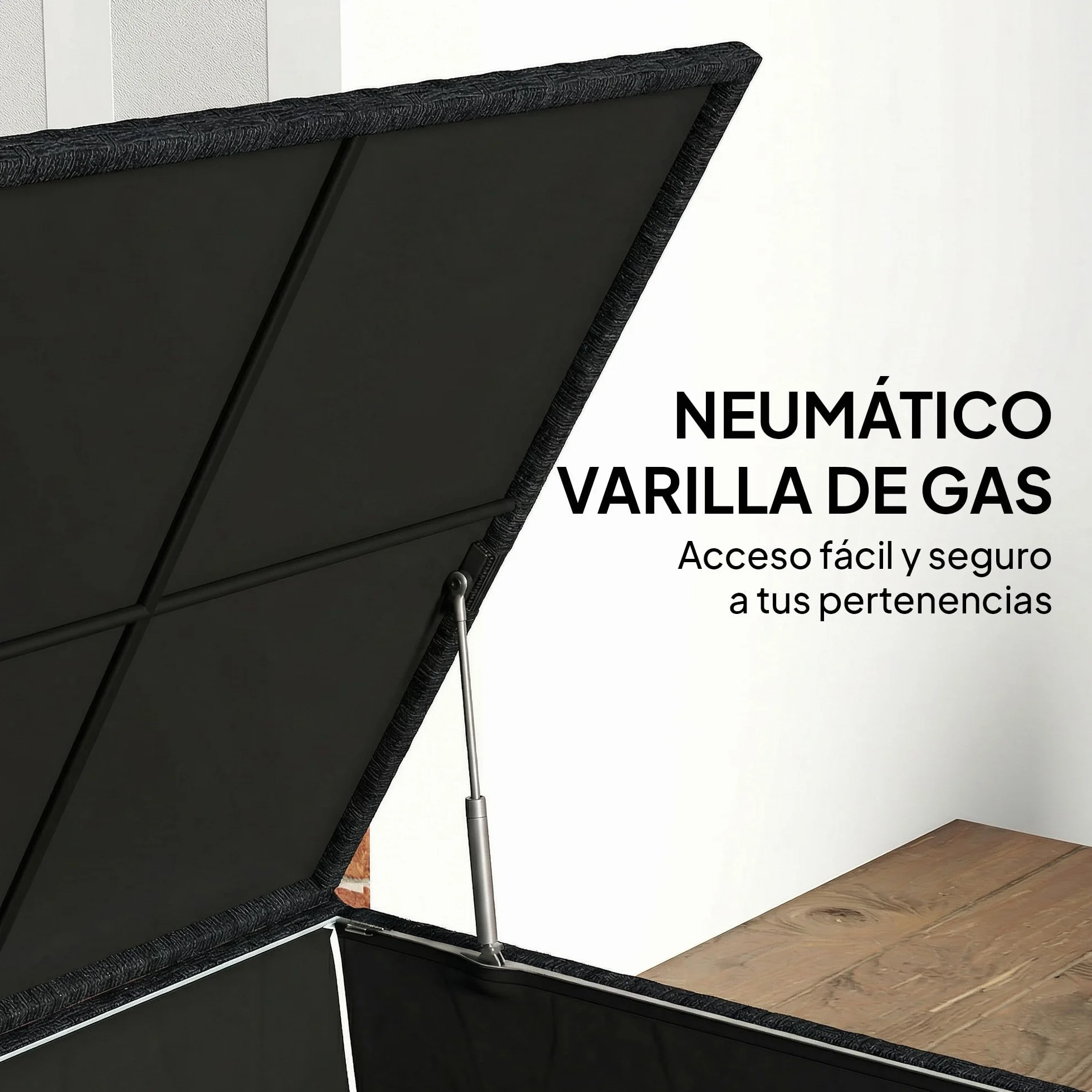 Outsunny Baúl de Almacenaje Exterior de Ratán Sintético de 253L, Arcón Exterior con Varilla Hidráulica, Forro con Cremallera y Marco de Acero, Carga 50 kg, para Jardín, Terraza, 72x72x70 cm, Negro