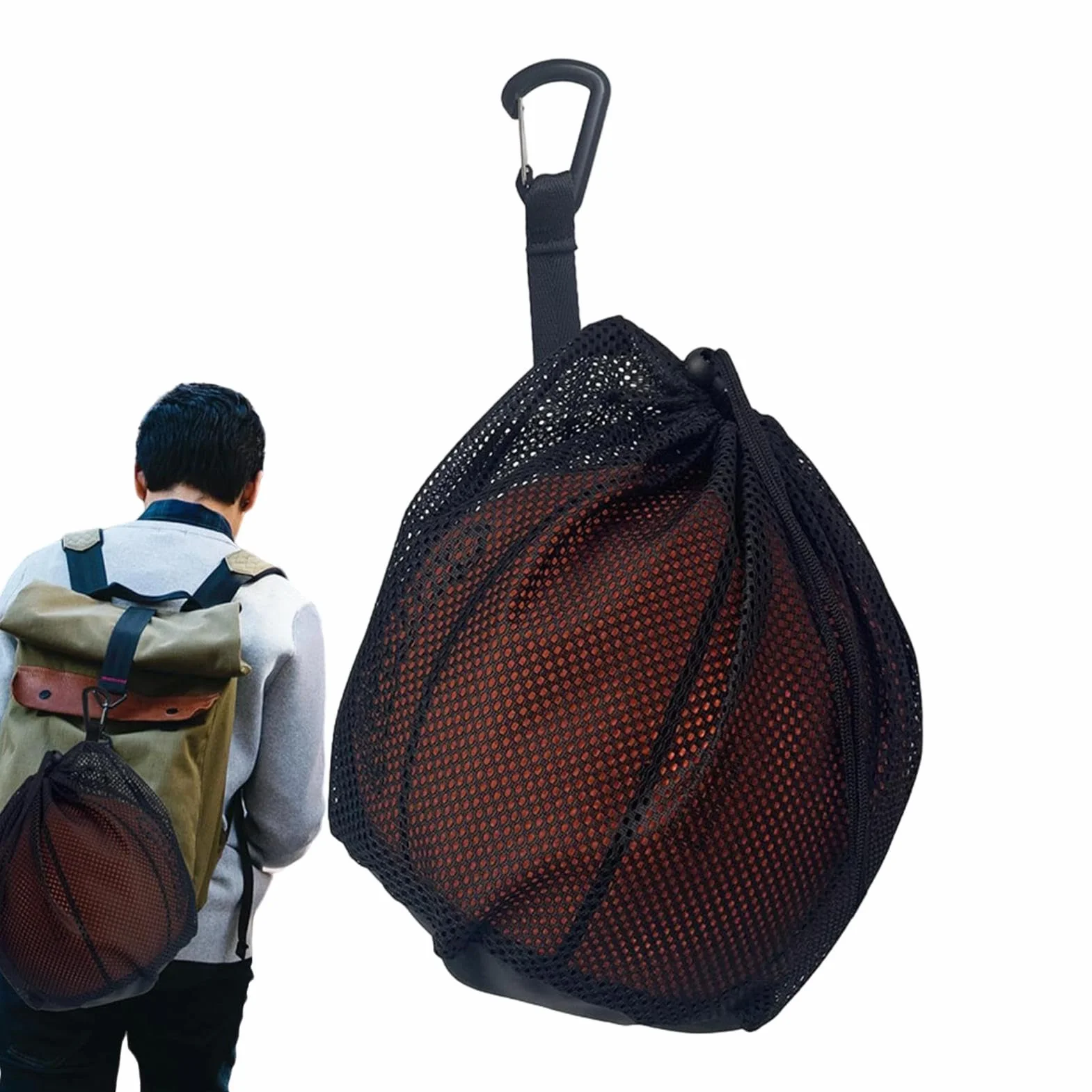Bolsa de red de almacenamiento de baloncesto - Bolsa de transporte de bolas de red, voleibol