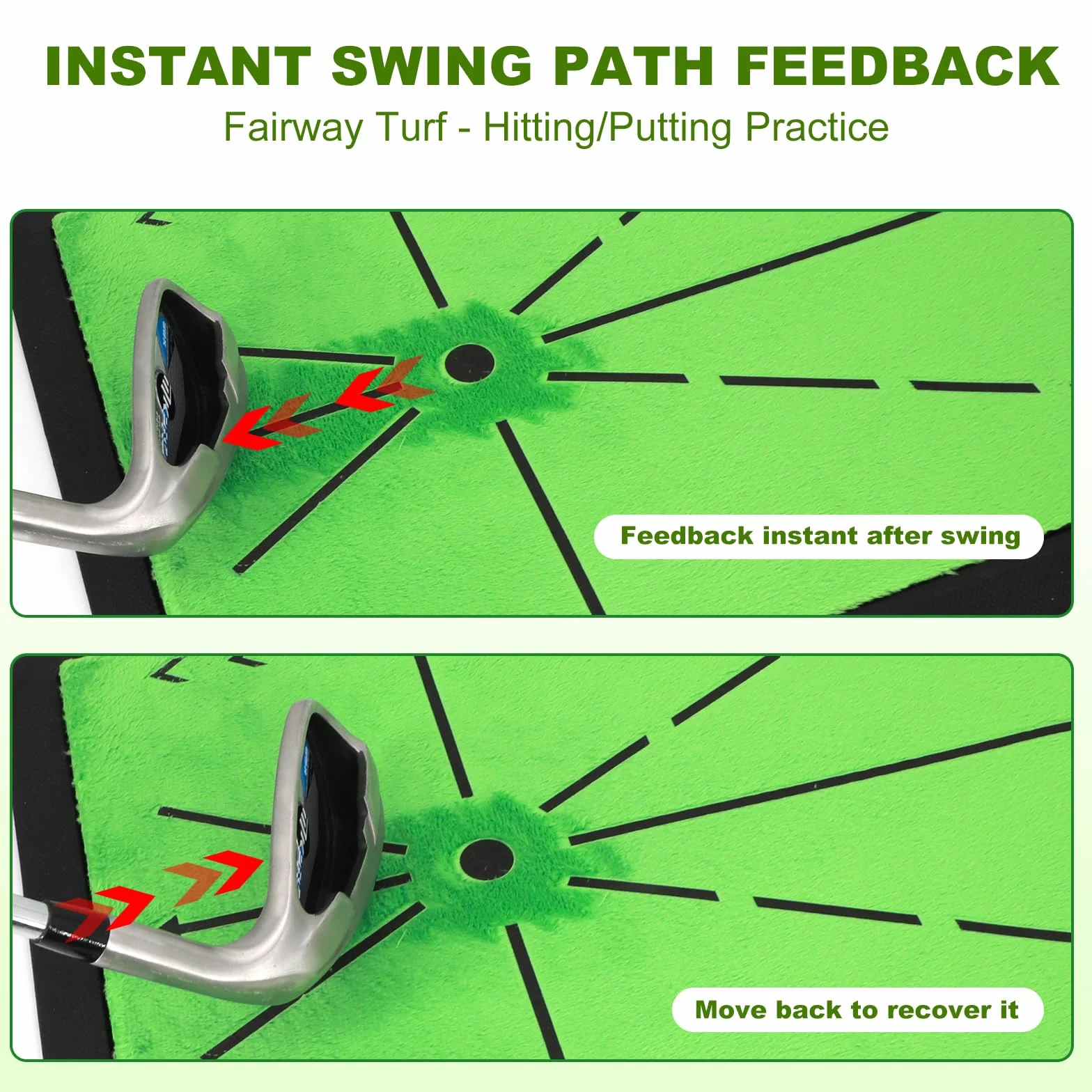 Alfombrilla de Golf 3 en 1, Entrenador de Swing con Feedback Instantáneo, Base Antideslizante
