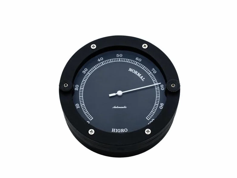 Autonautic - Higrómetro Náutico Negro de Poliamida, Funcional, Resistente, de Estilo Deportivo y Profesional, para interiores o exteriores de Embarcaciones - 110mm (ø) - Made in Spain.