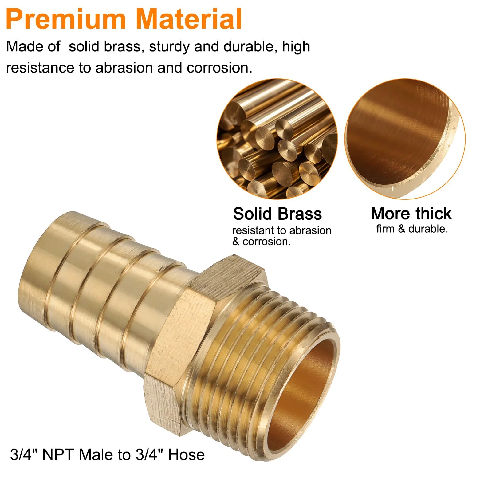 QUARKZMAN 8 Piezas De Accesorio De Latón con Púas 3/4" NPT Macho A 3/4" Manguera ID para Conexión Directa De Tubería De Elaboración Casera Conector De Torre Roscado Construcción Duradera