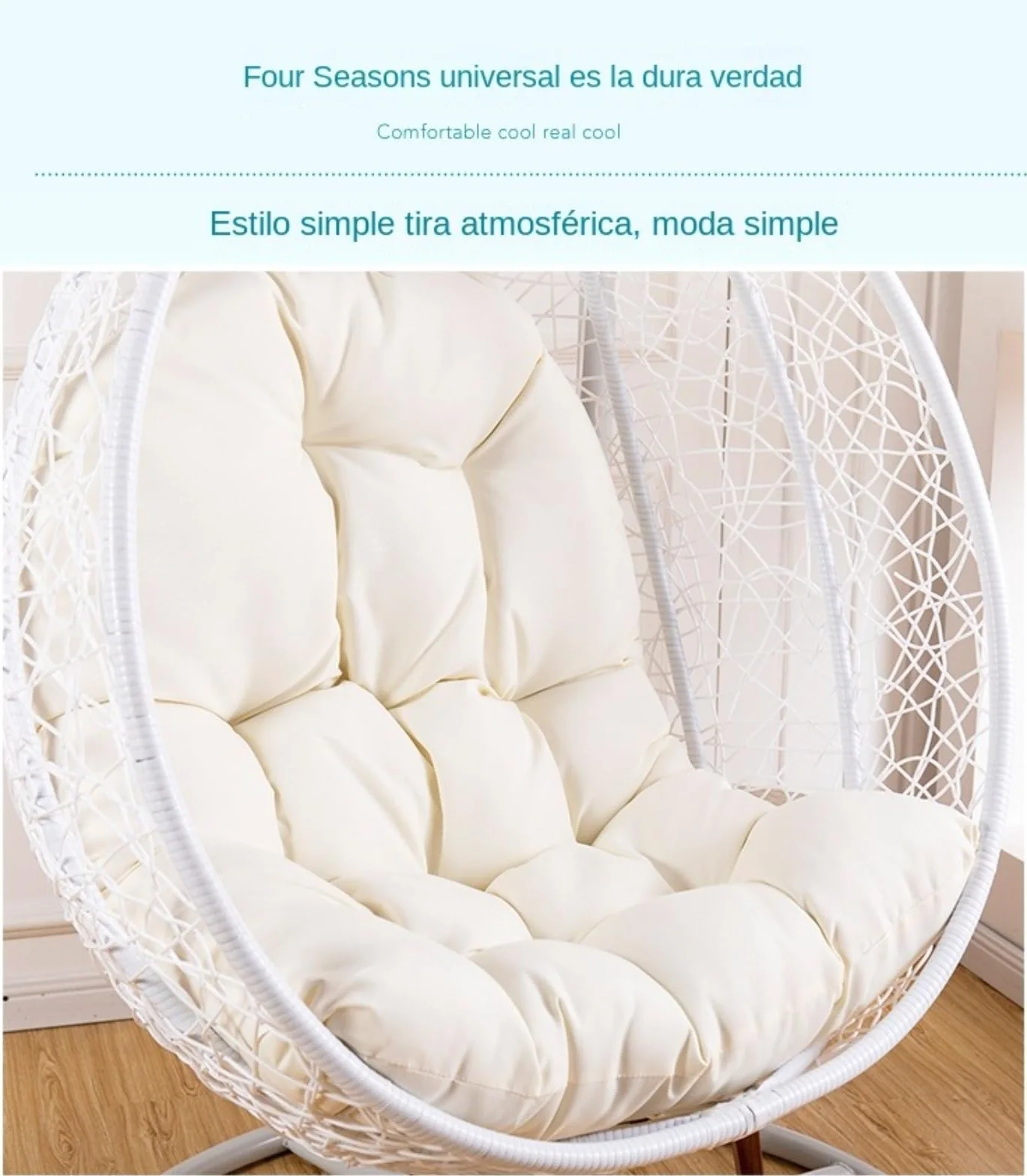 Cojín para silla con forma de huevo, 120 x 80 cm, relleno de PP algodón, cojín para sillón colgante, adecuado para jardines exteriores e interiores