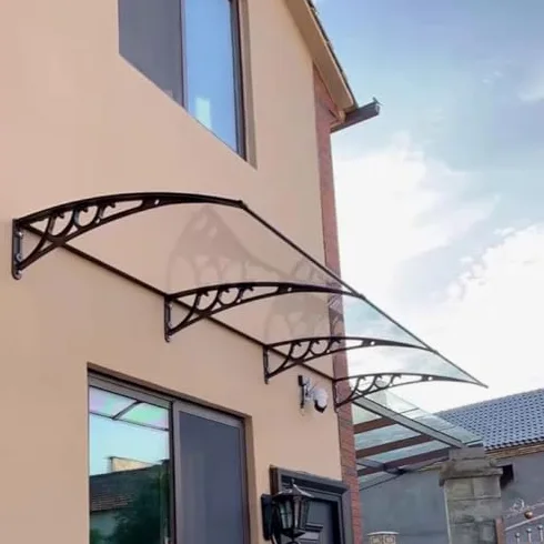 Toldo Curvo para Porche, Cubierta Transparente para Puerta Principal, protección contra la Lluvia, contra Rayos UV, Lluvia y Nieve, Soporte de Aluminio, Tablero de policarbonato, l