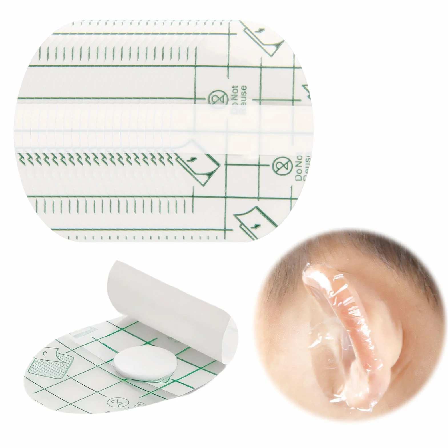 Oreja de piscina infantil, 120 unidades, pegatinas impermeables para orejas de bebé, parches adhesivos desechables