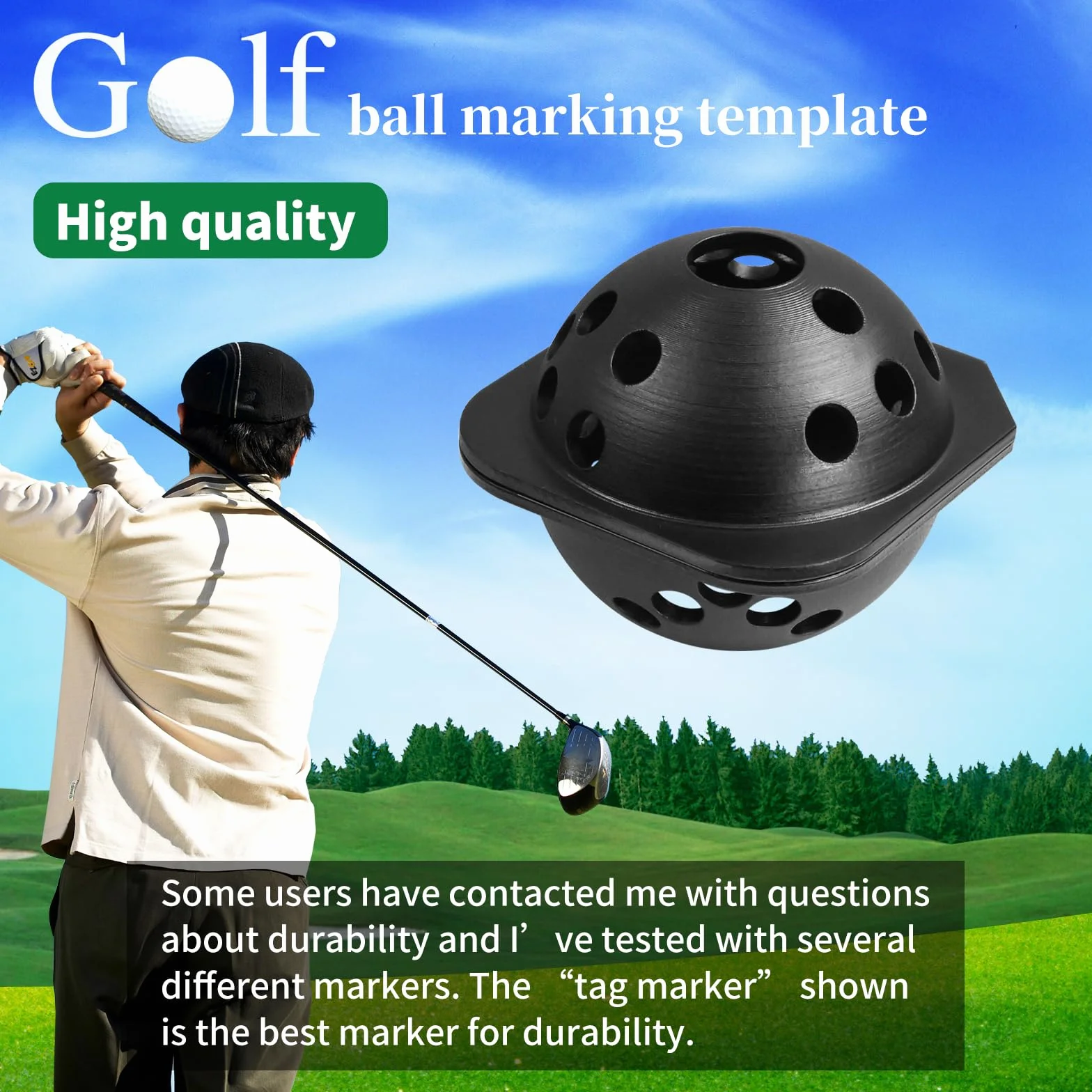 Plantilla de marcado de pelotas de golf para Rapsodo RPT MLM2PRO Launch Monitor Negro