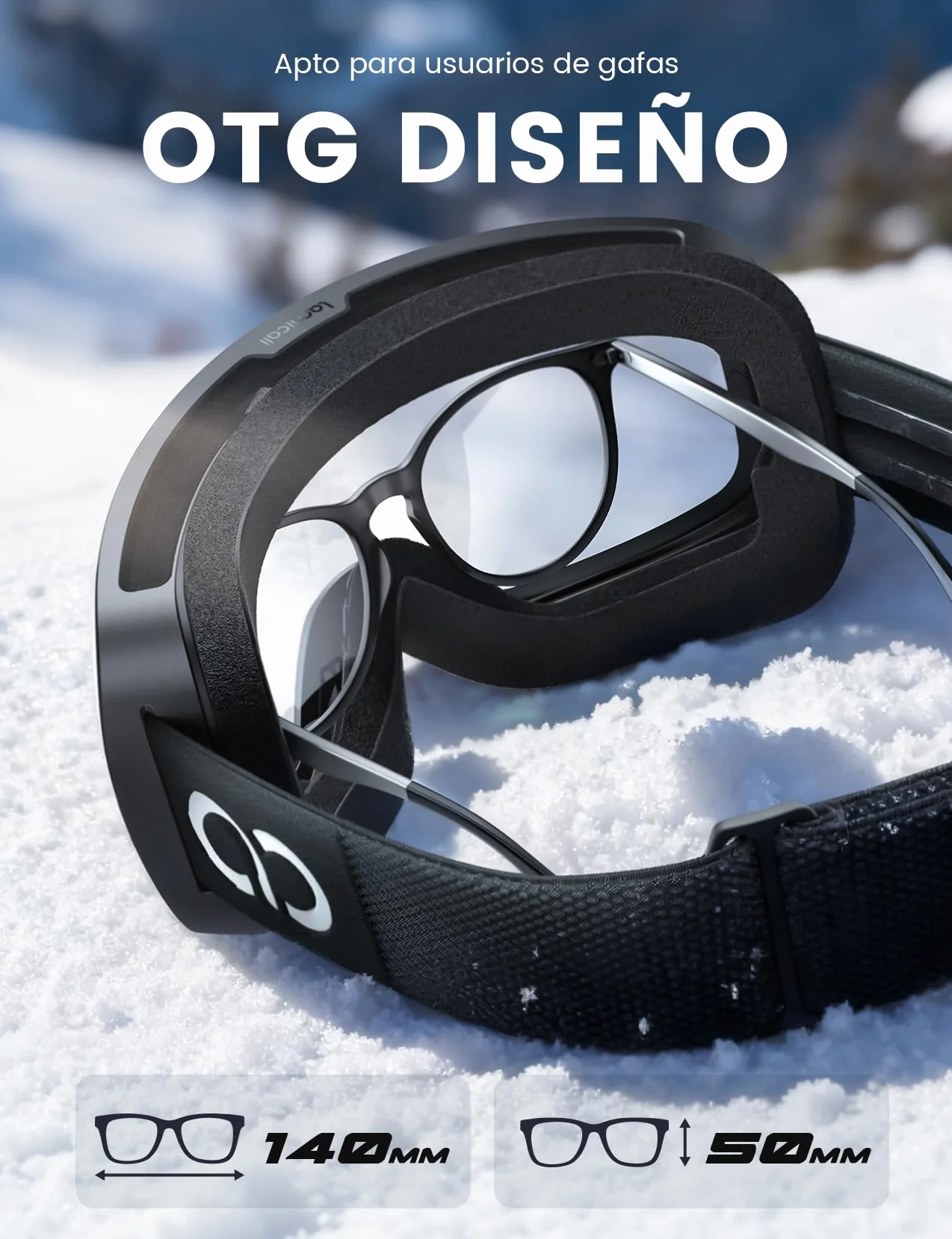 Lamicall Gafas de Esquí Hombre, Gafas Ski OTG HD Lente Esférica Antivaho Patentado UV400 Protección