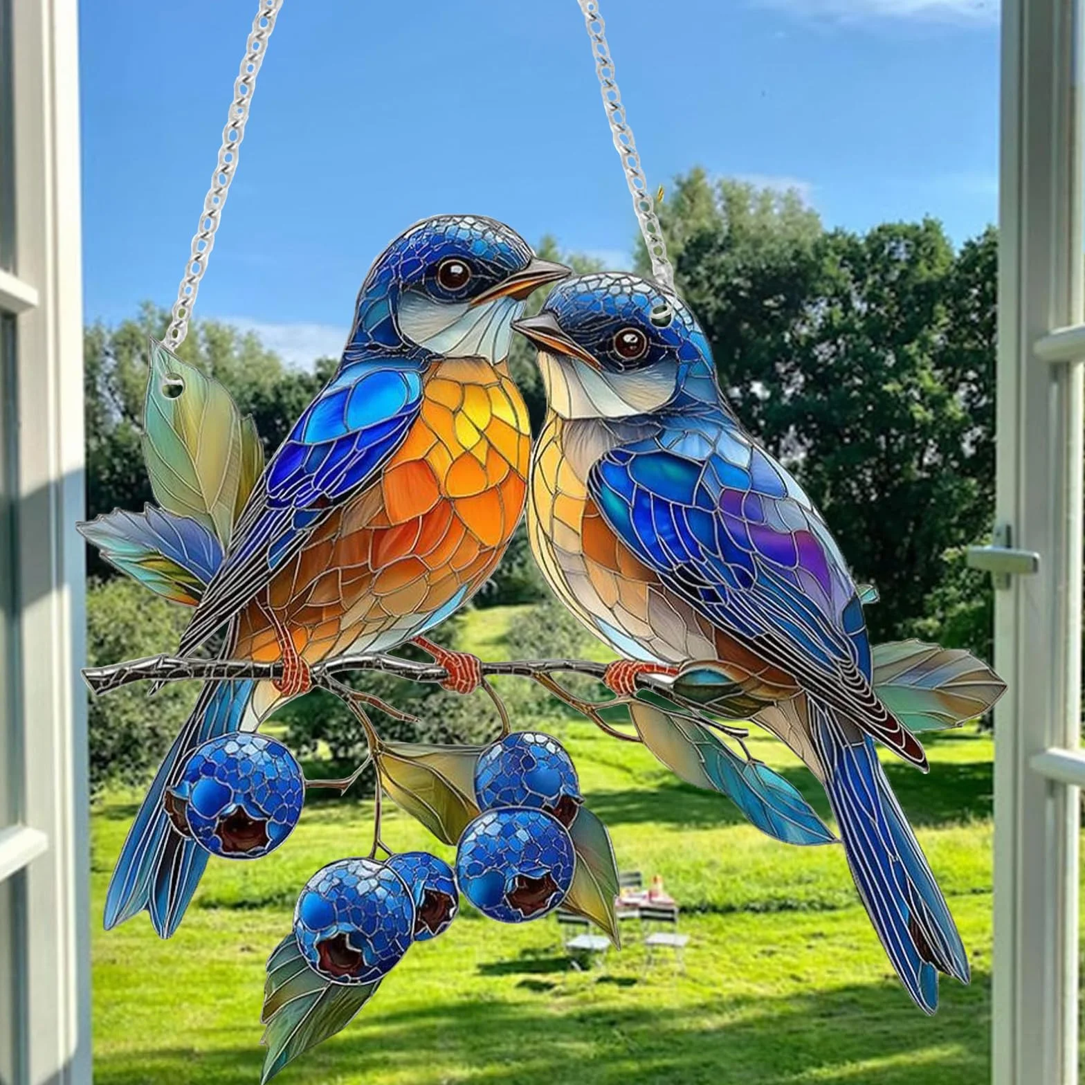 Atrapasoles Colgante Pájaro Decorativo de Acrílico 18x20 cm Decoración Hogar y Jardín Veleta de Viento Sun Catcher para Ventanas Paredes Árboles o Terraza Decoración Interior y Exterior