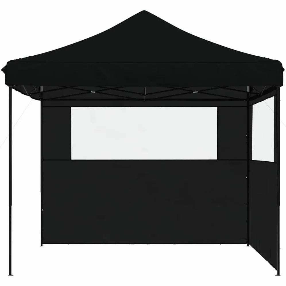 vidaXL Tienda de Fiesta Plegable Pop-Up con 2 Paredes Laterales Negra, Tienda, Tienda de jardín, cenador de Camping, toldo cenador, cenador toldo