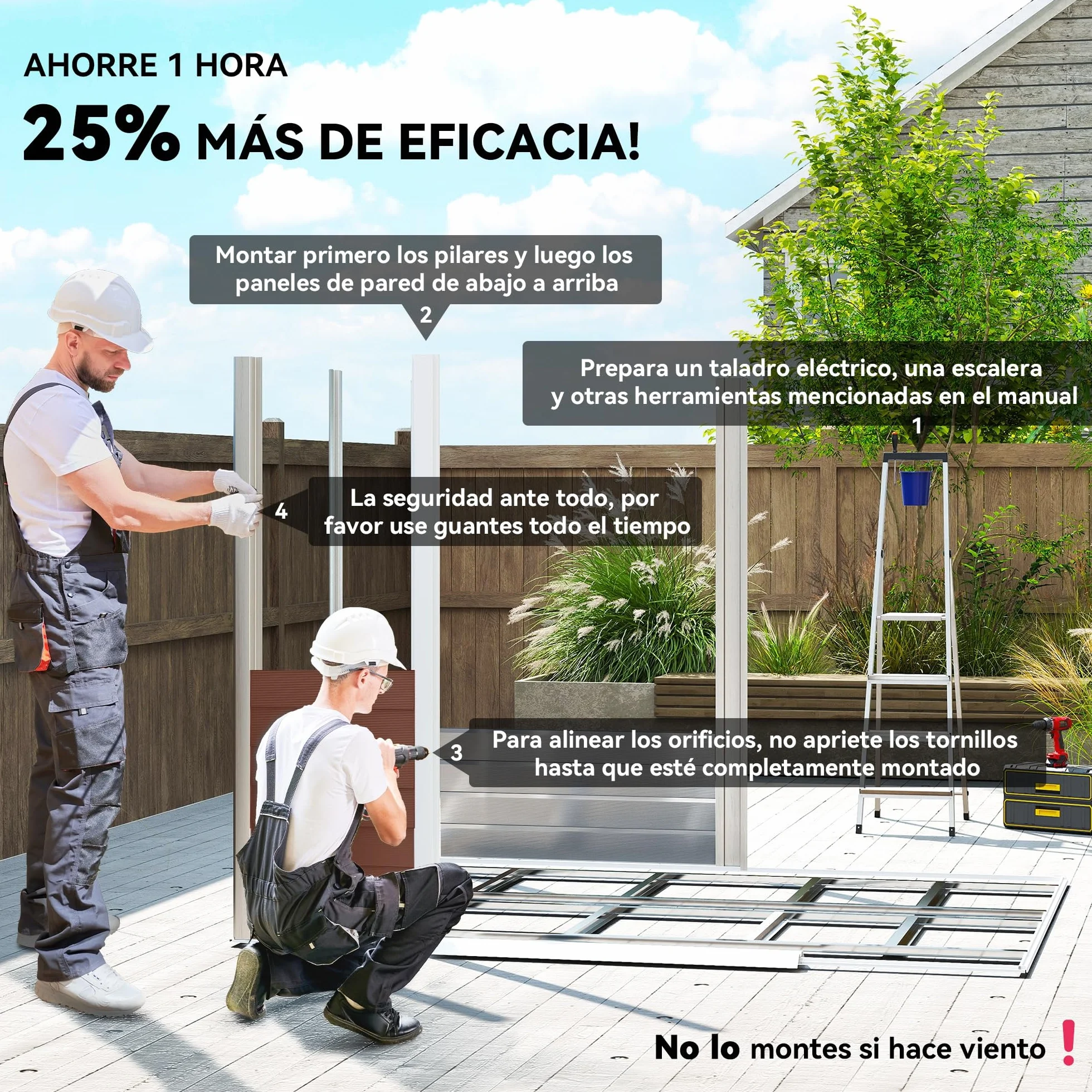 Outsunny Caseta de Jardín Exterior 4,4 m², 240x206x198 cm, Cobertizo de Jardín Exterior Metálico con Base Refuerzo (Suelo NO Incluido), Puerta Corredera con Cerradura y 4 Ventanas para Patio, Teca