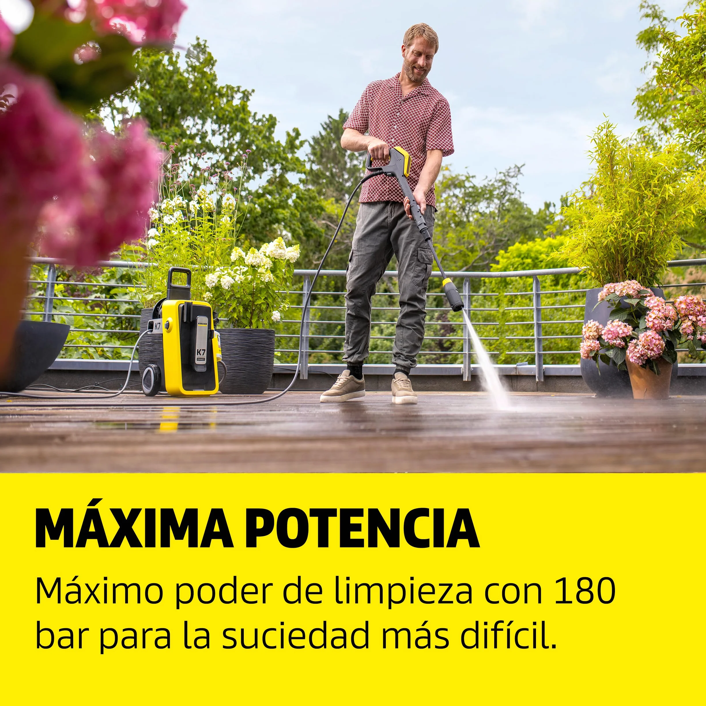 Kärcher hidrolimpiadora K 7 Comfort Premium Connect, presión: máx. 180 Bar, caudal: 600 l/h, área: 60 m²/h, Manguera de Alta presión, Tambor para Manguera, Control Mediante App