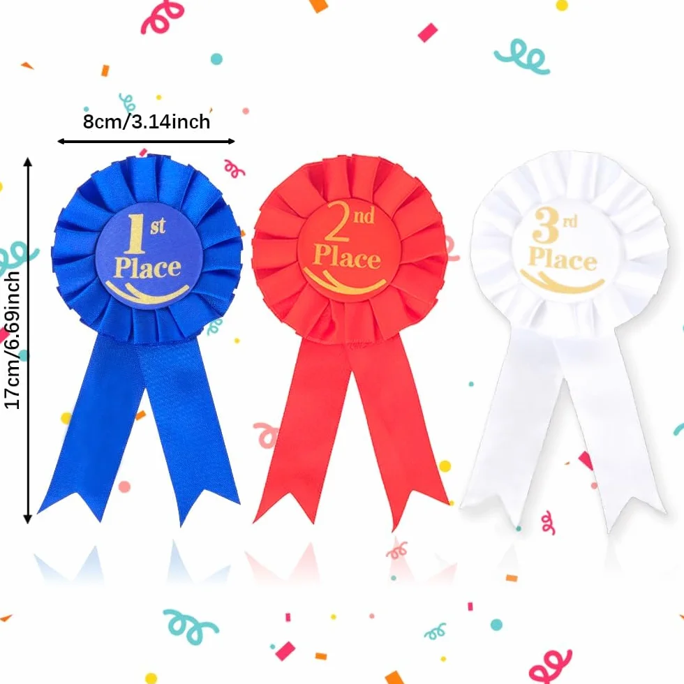 Cintas De Premio de Satén Blancas, Azules y Rojas para Eventos Deportivos y Ceremonias