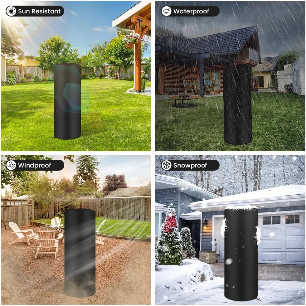 AOOWU Cubierta del Calentador a Prueba de Agua Patio, 210D Cubierta del Calentador de Gas De Tela Oxford con Cordón Ajustable, Resistente al Viento Cubierta del Calentador (50X50X120CM)