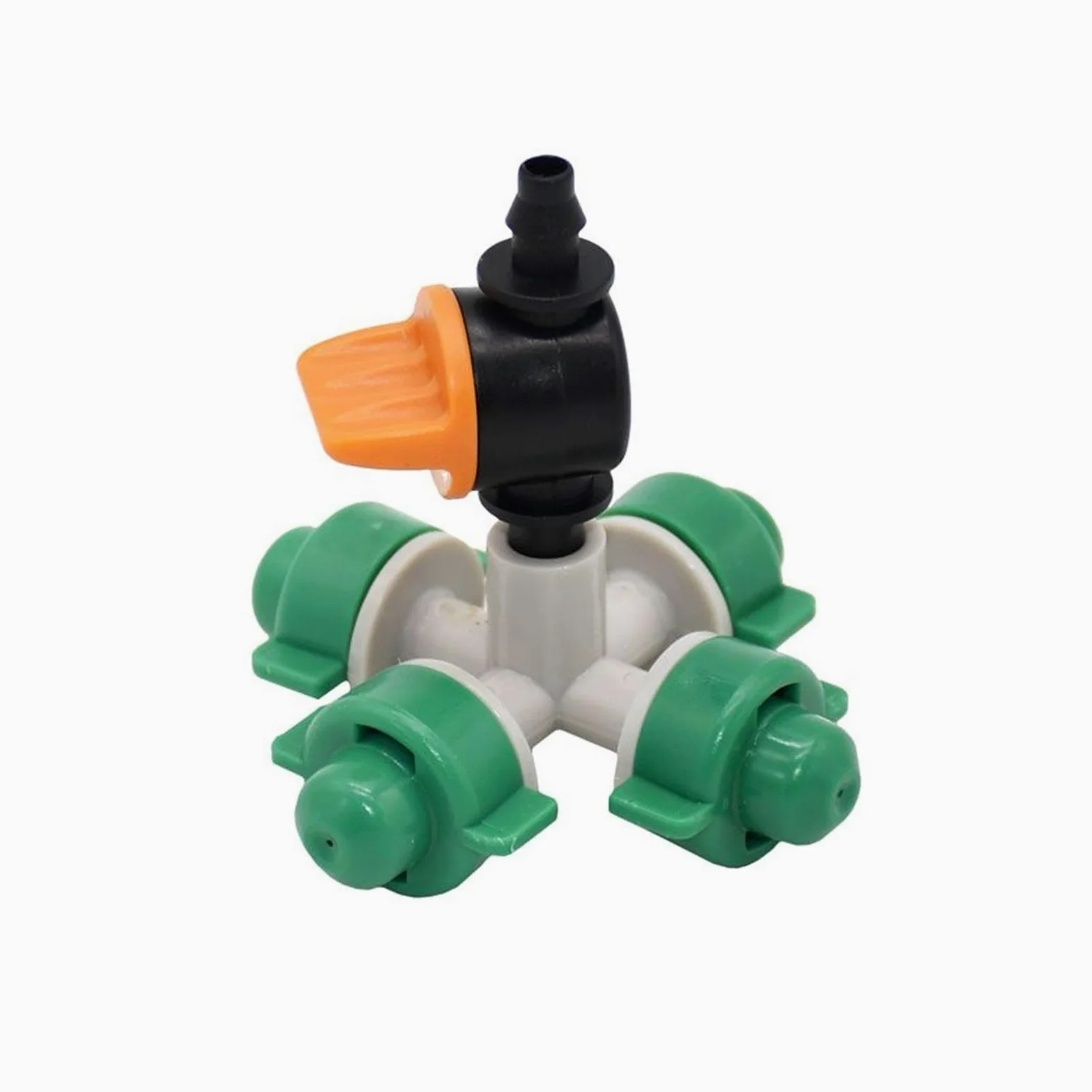 Boquillas atomizadoras Cruzadas Riego por Goteo para Invernadero Pulverizador de Agua Válvula de Niebla antigoteo Boquillas de 4 vías 2 Juegos (Color: Verde)