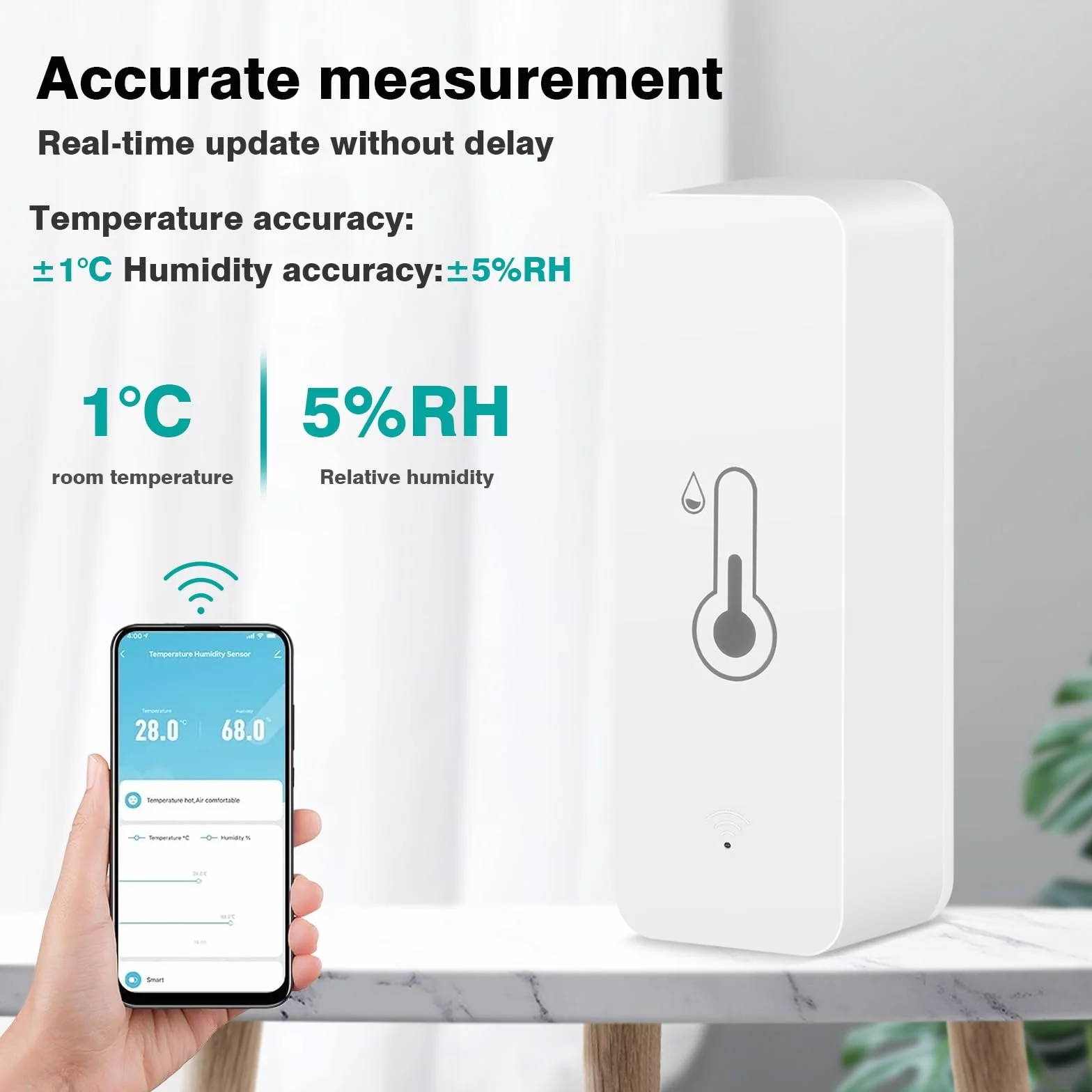 Jadeshay Termómetro Higrómetro WiFi Inteligente,4 Piezas Sensor Inalámbrico de Temperatura Humedad Digital Monitor de Ambiente para Hogar Oficina Invernadero y Bodega,Compatible con Smart Life Alexa