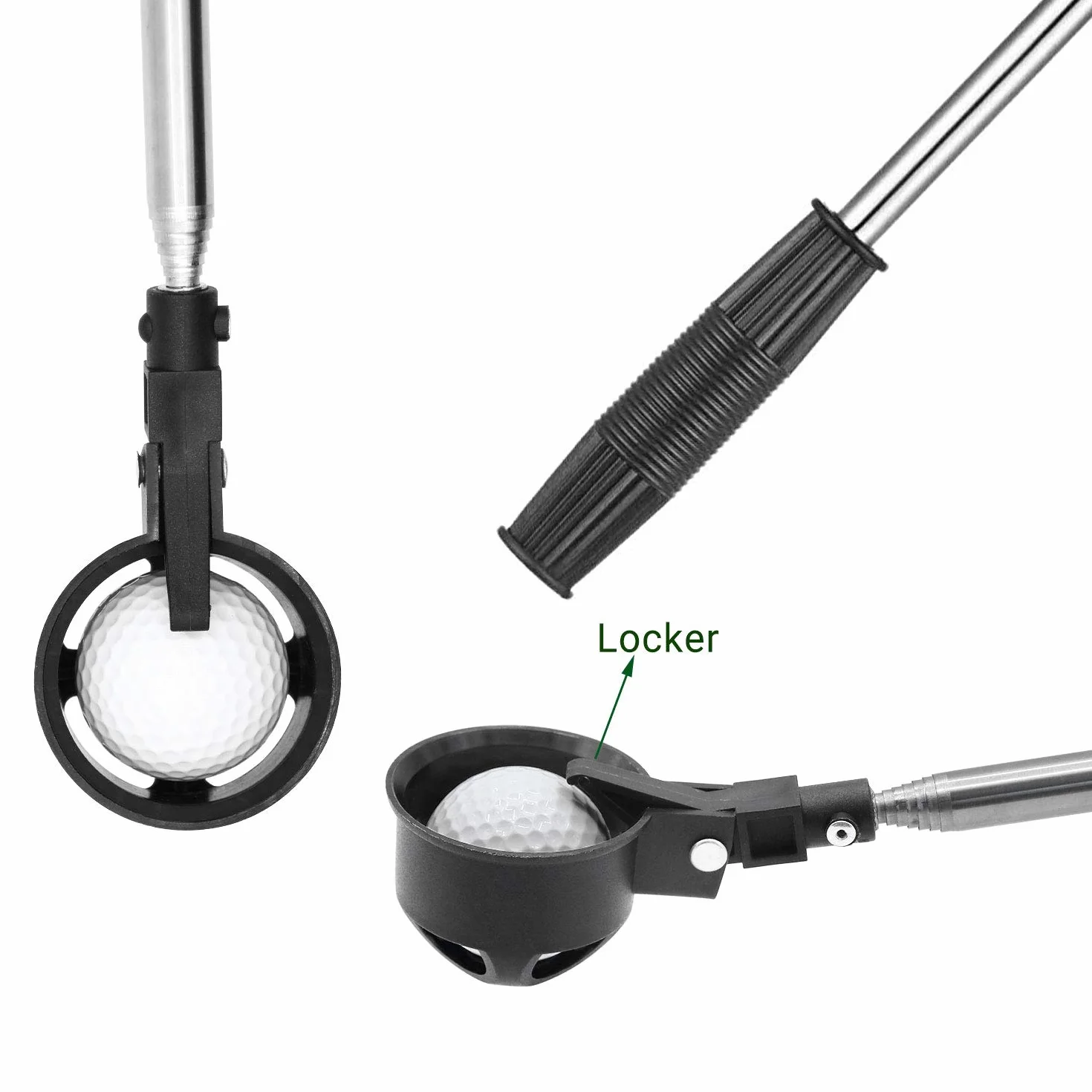 Golf Ball Retriever Telescópico de Acero Inoxidable 1.83m 2.7m Herramienta Grabber