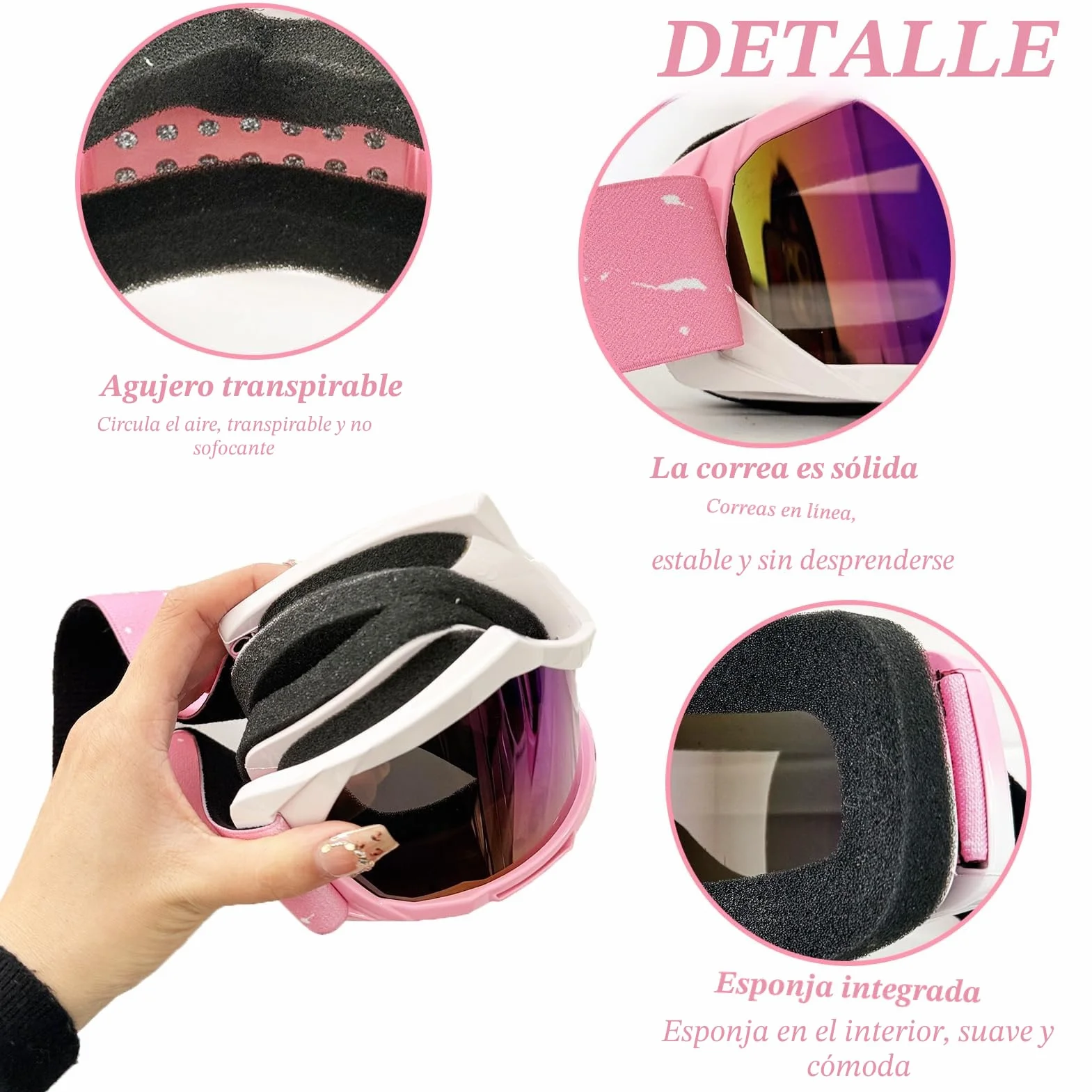 DONGZQAN Skibrille Damen Rosa OTG Mit Schaumstoffpolsterung Outdoor