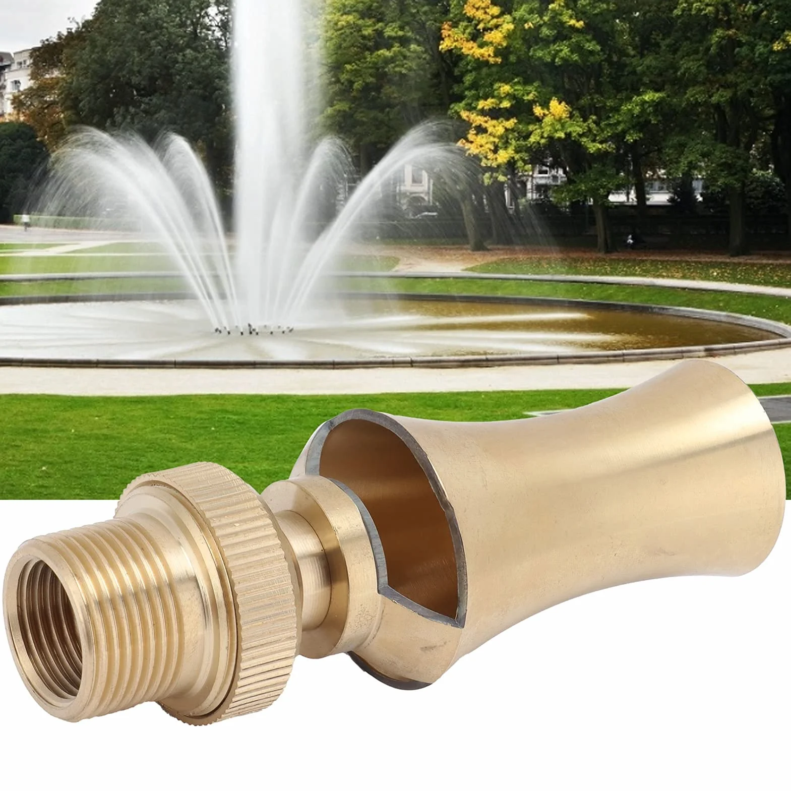 Cabezal de pulverización de chorro de dirección ajustable de latón, boquilla de fuente de agua de cedro de torre de hielo Cabezal de pulverización Aspersor(G1/2 Female Thread G3/4 Male Thread 25mm)