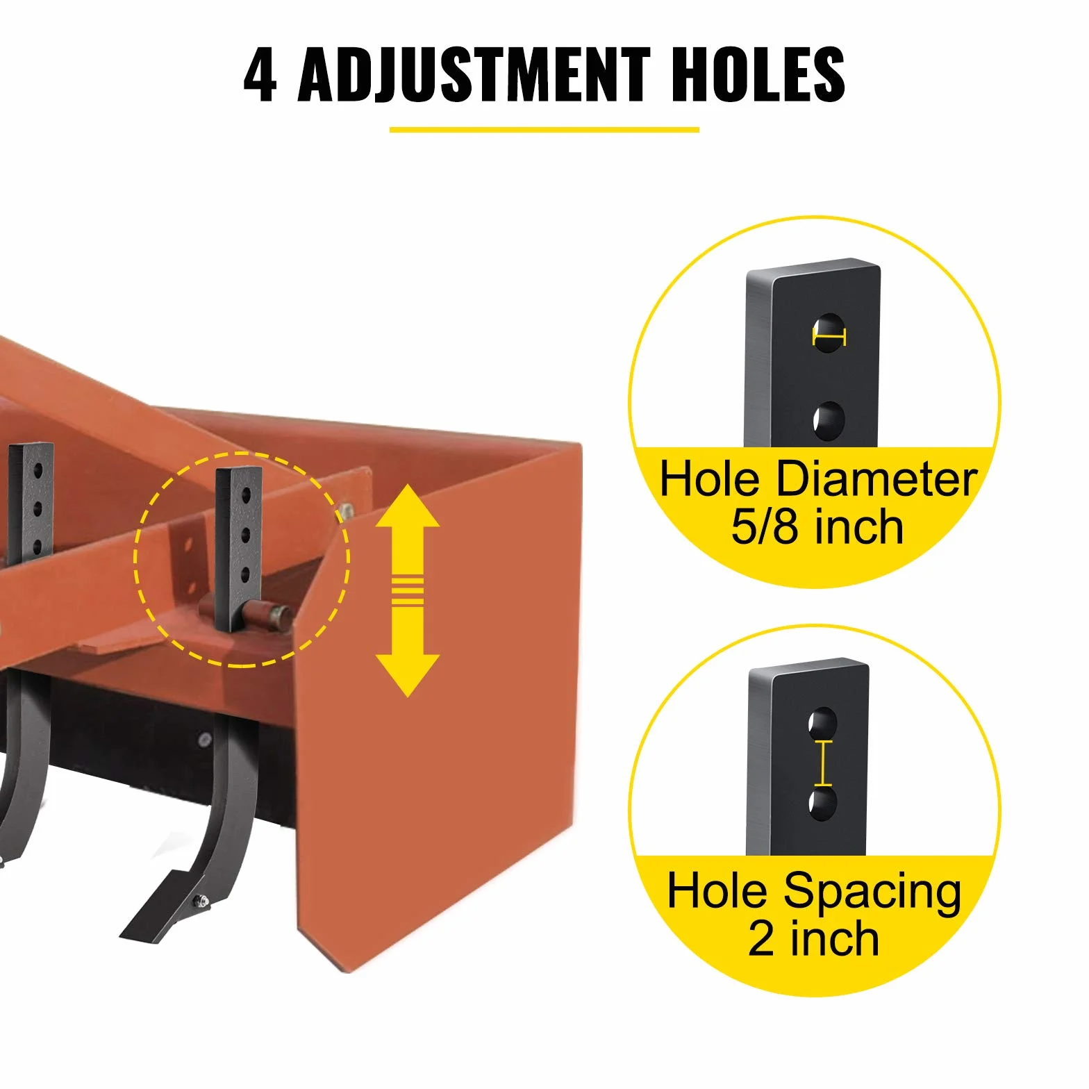 VEVOR 5 PCS Vástago de Hoja de Caja, Vástago Escarificador de 464 mm, Vástago Raspador de Caja de 4 Agujeros, Vástago Desgarrador con Dientes y Pasadores Cónicos Extraíbles, Conjunto de Vástagos