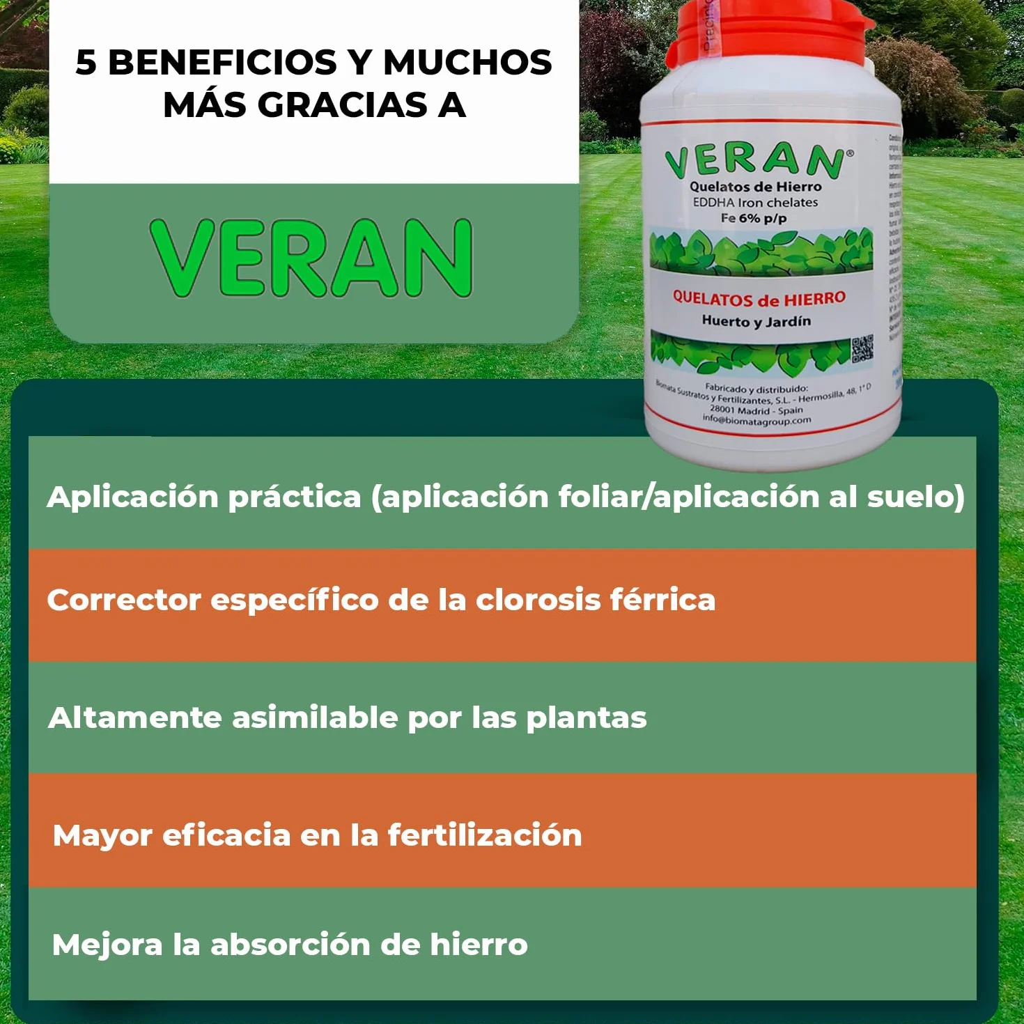 VERAN Quelatos de Hierro 200g | Aporte de Hierro Biocompatible para Plantas | Reverdeciente de Plantas Terrestres y de Acuario | Abono Quelato de Hierro Contra la Clorosis Férrica 100% Soluble en Agua