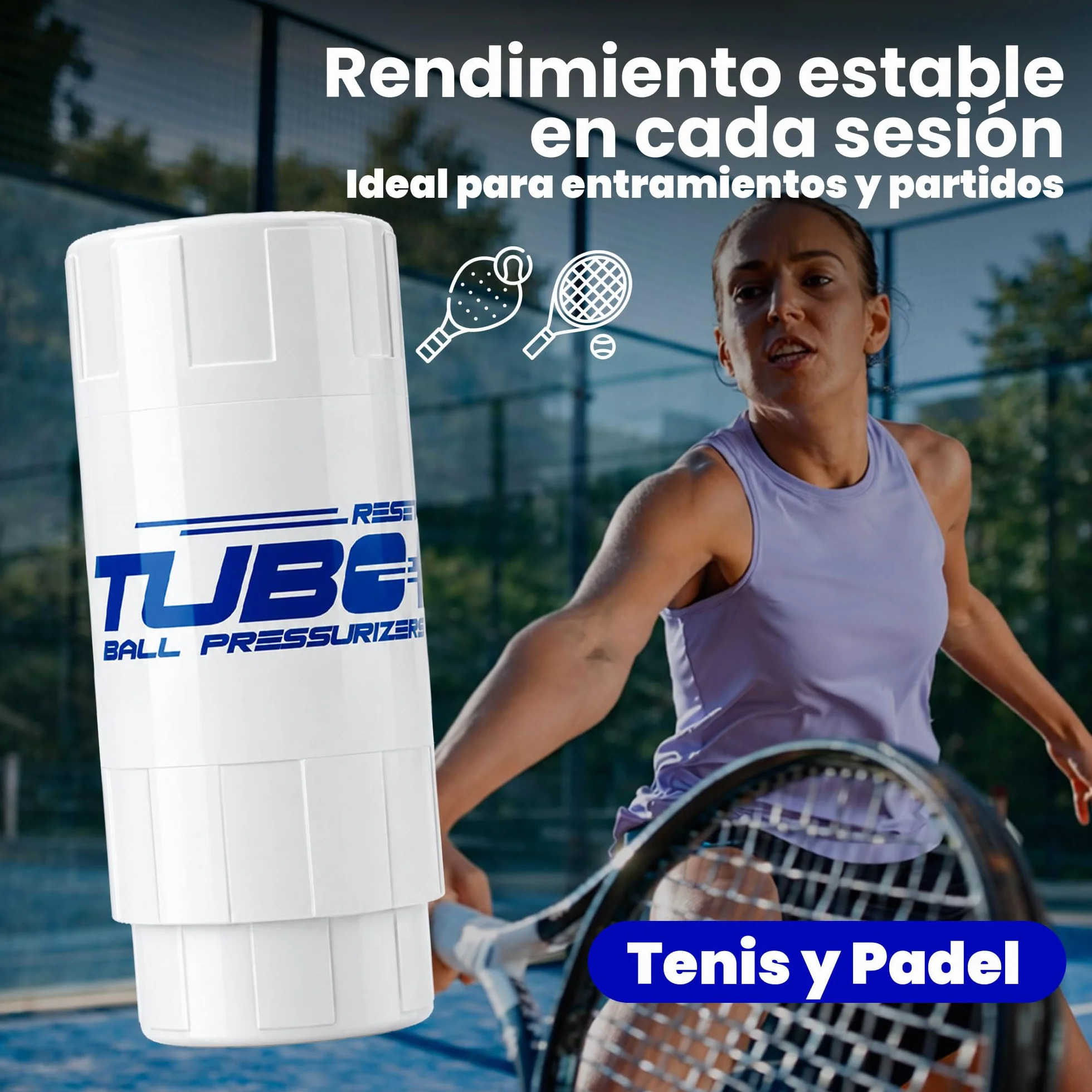 TUBOPLUS TuboX3 Color Presurizador de Pelotas de Pádel y Tenis para 3 Pelotas