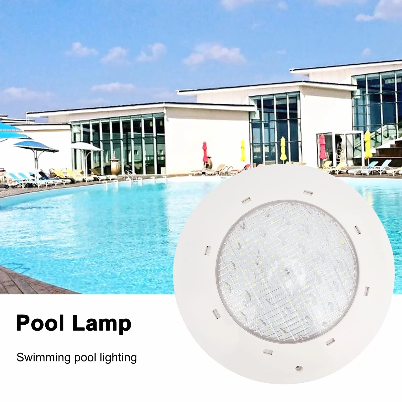 Acouto Lámpara Subacuática para Piscina, Luz Blanca AC12V IP68, Superficie de Espejo para PC SMD2835 LED, Montaje en Pared para Piscinas, Acuarios, Fuentes (35W)