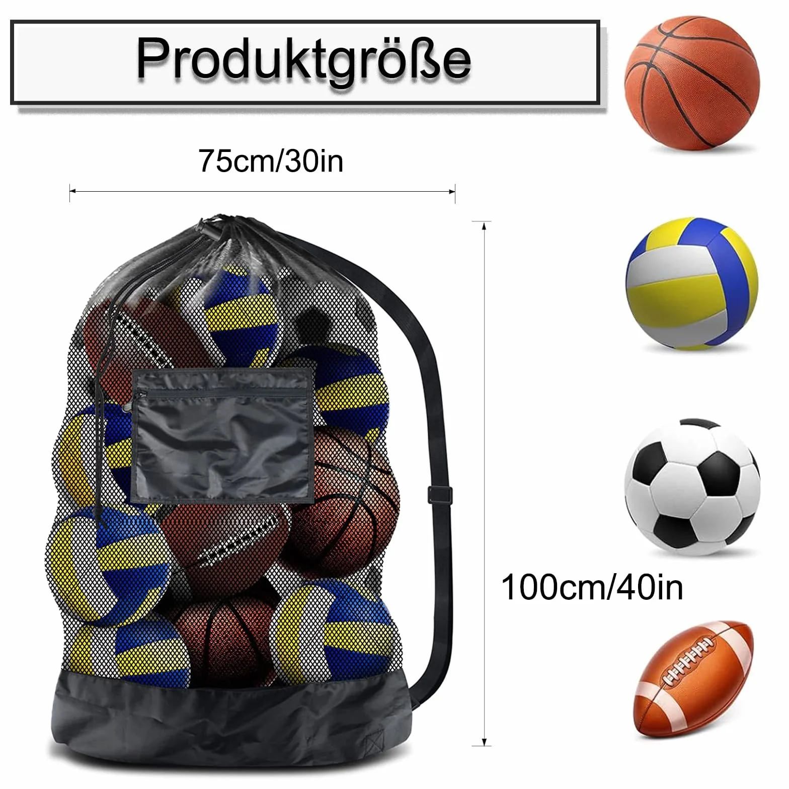 Extra Grande Bolsa de Malla para Pelotas 30x40 Pulgadas Red para 12-15 Pelotas Baloncesto Fútbol