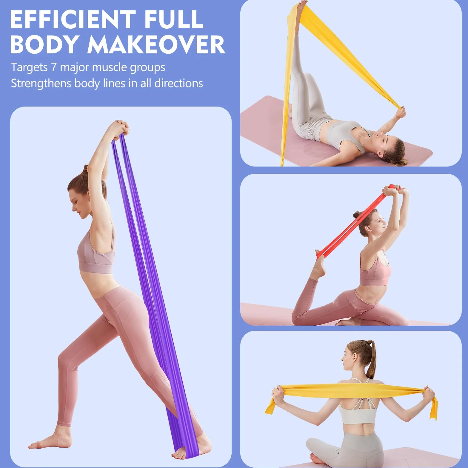 Fokky Gomas Elasticas Musculacion Set de 4 1.8M Bandas Elasticas con Bolsa de Transporte