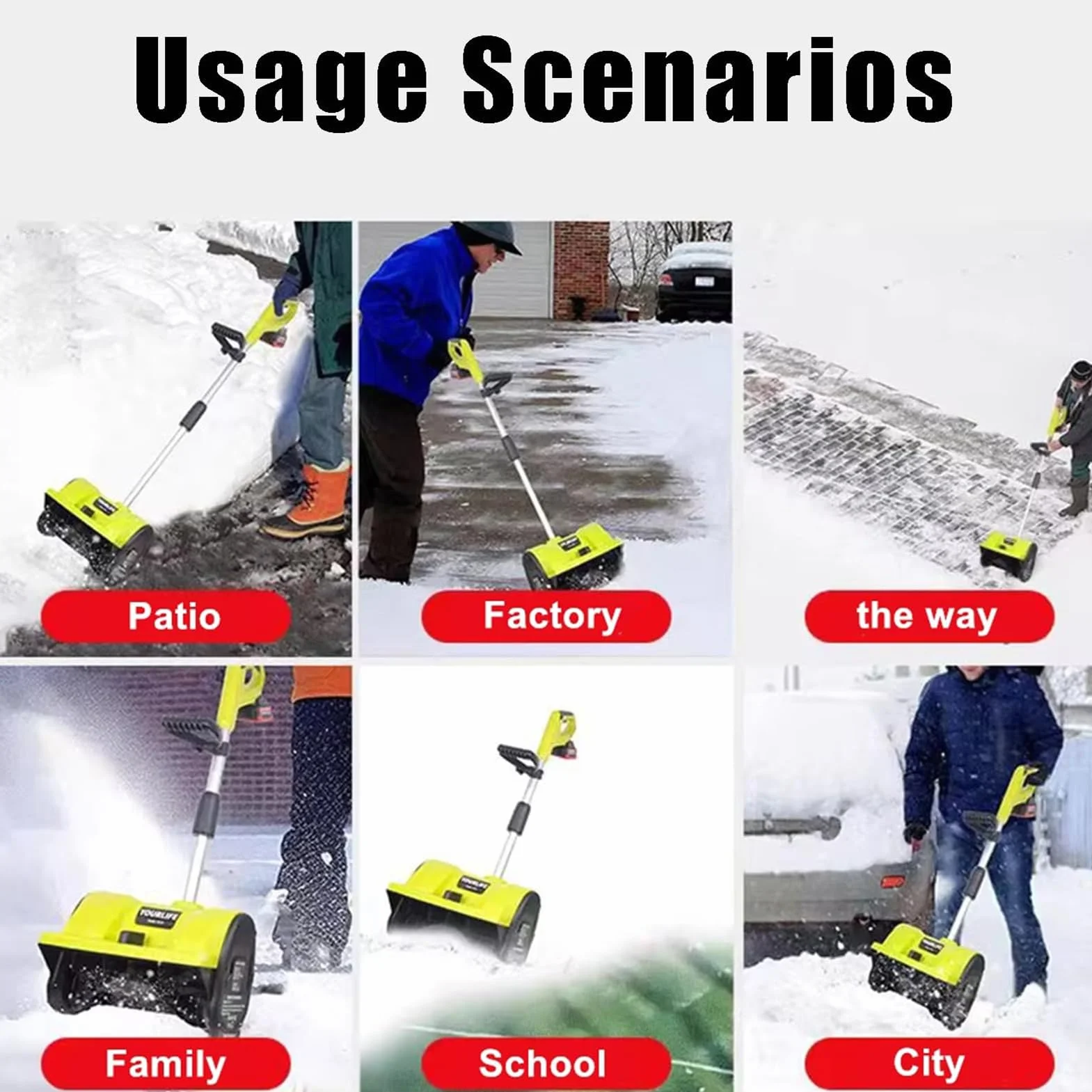 Pala para Nieve Inalámbrica con 2 Baterías De 4000 Mah, Máquina Eléctrica Plegable para Quitar Nieve con Dirección Ajustable Y Palo Telescópico, Soplador De Nieve A Batería para Caminos Escolares