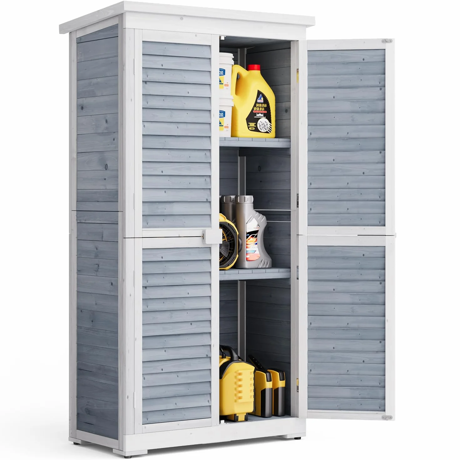 Caseta de Jardín, Cobertizo de Madera para Herramientas, Trastero Exterior, Caja de Jardín, 160 x 87 x 47 cm, Caseta de Jardín para Exteriores, Cobertizo para Herramientas (Madera) (Gris)