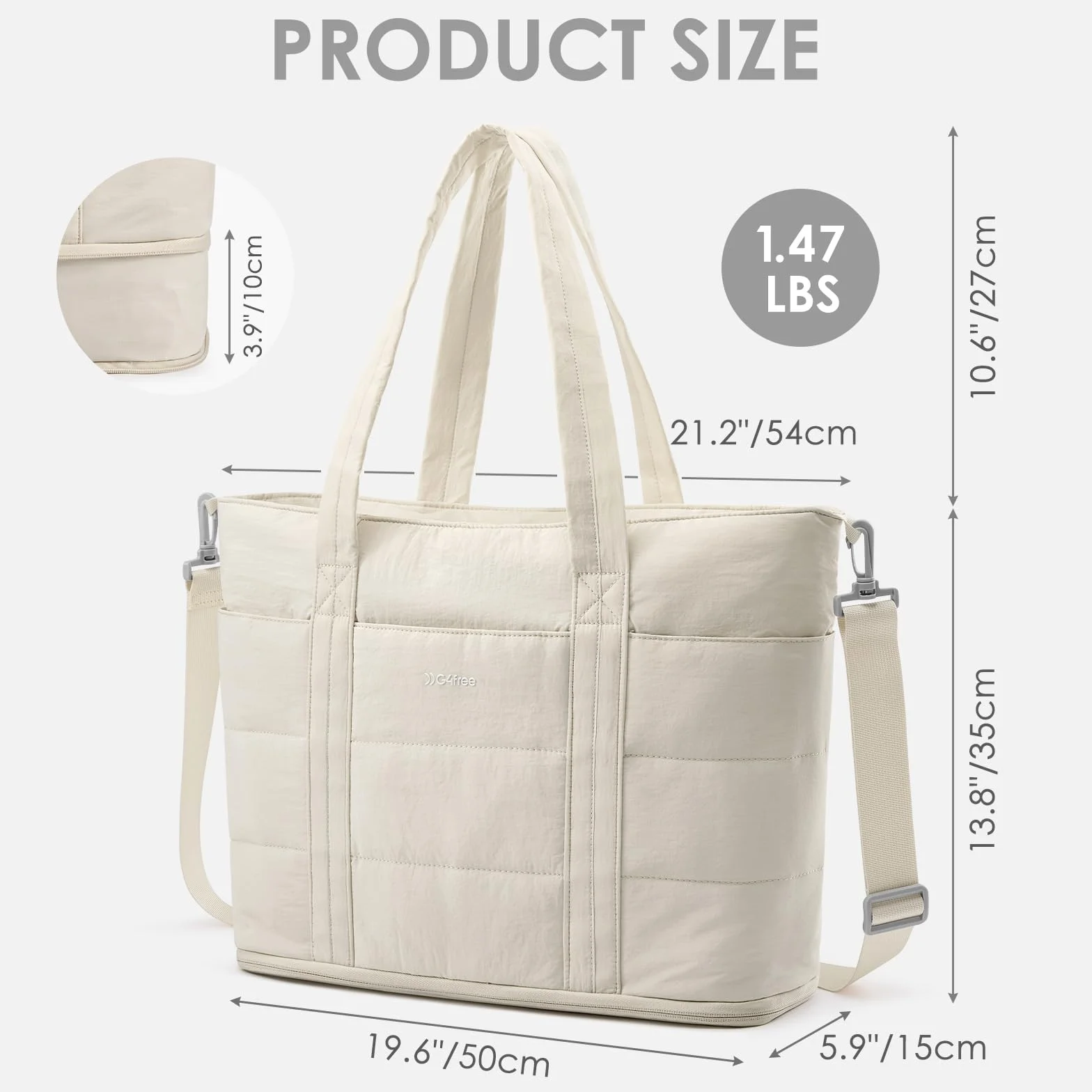 G4Free Bolsa de mano para mujer con compartimentos con cremallera, bolsas de trabajo acolchadas, expandibles para viajes