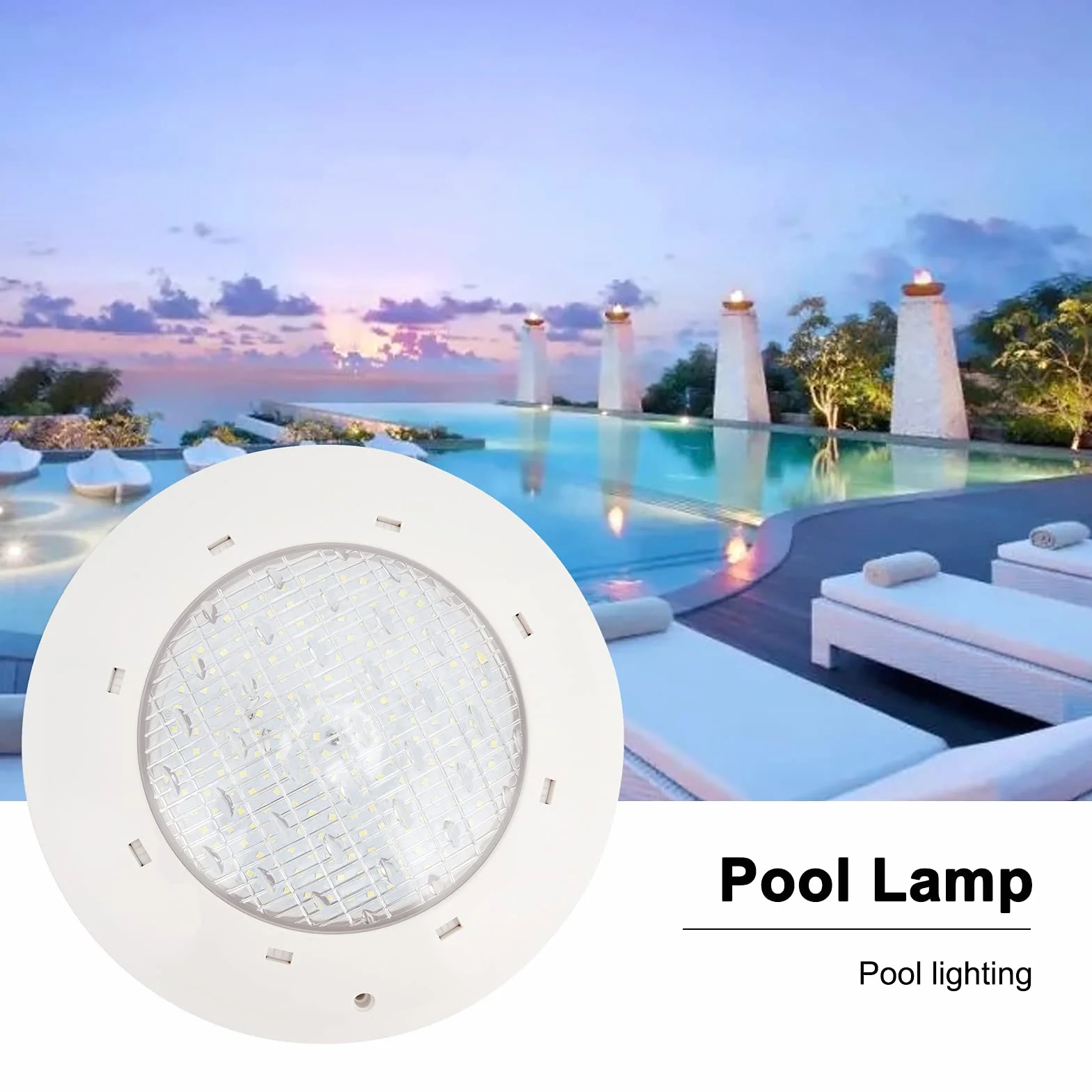 Acouto Lámpara Subacuática para Piscina, Luz Blanca AC12V IP68, Superficie de Espejo para PC SMD2835 LED, Montaje en Pared para Piscinas, Acuarios, Fuentes (35W)