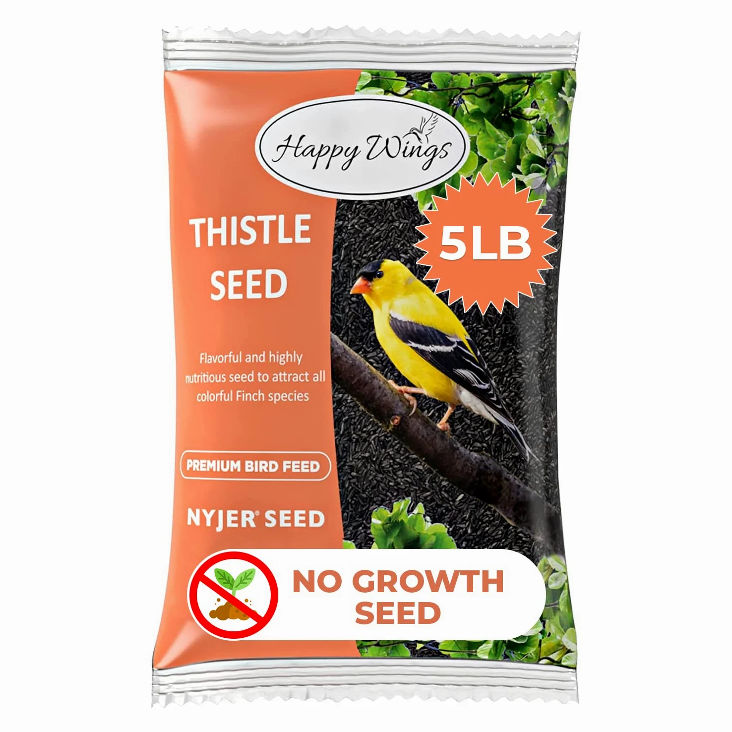 Happy Wings Nyjer/Semillas de cardo Alimento para aves silvestres - 5 libras