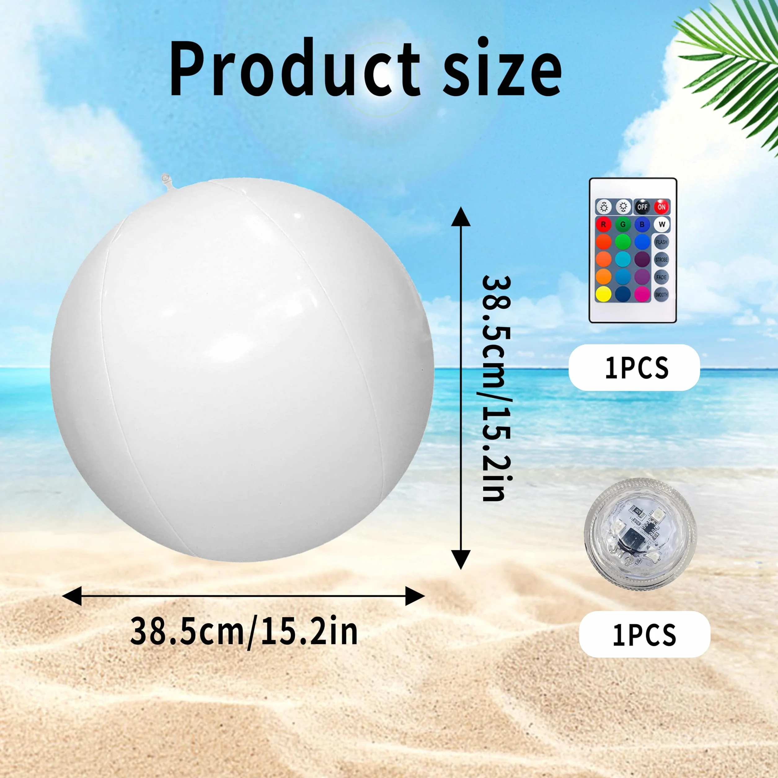 Luces Flotantes con Control Remoto, Pelotas de Playas Led de 16 Colores, Luz de Piscina Led, Luces Flotantes para Piscina para Fiestas en La Piscina, Playa y Jardín (Pelota 40cm-1)