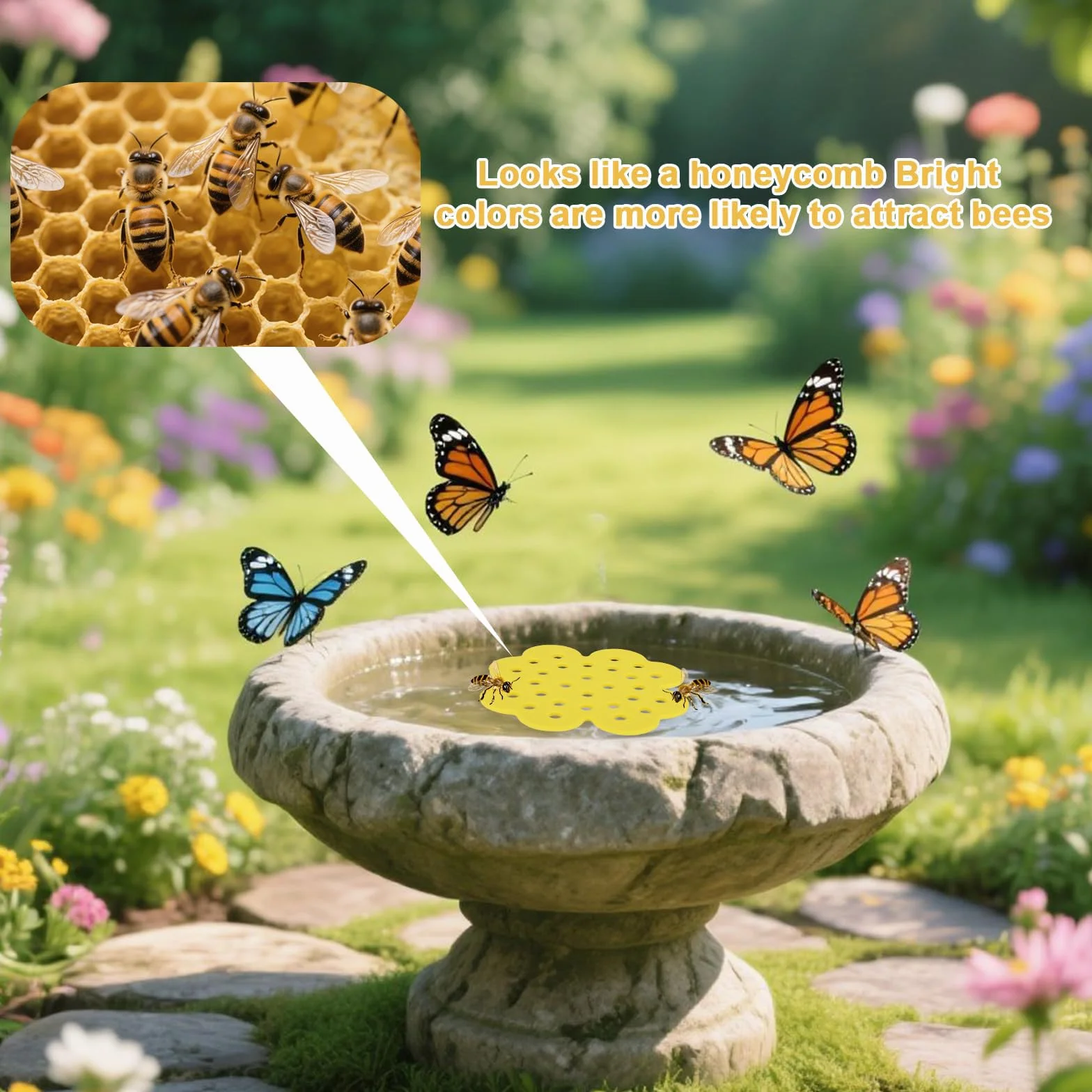 4 Piezas Bebedero de Abejas, Isla Flotante de Abejas, Bebedero para Insectos, Decoración de Jardín, para Colmenares, Jardines, Huertos