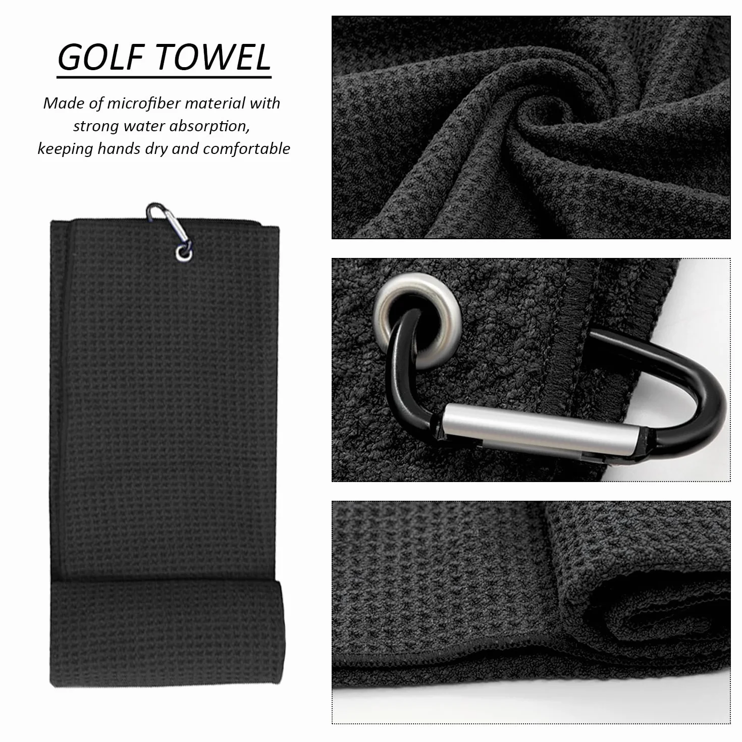 Juego de limpieza de golf: cepillo de doble cara, toalla deportiva, 15 soportes