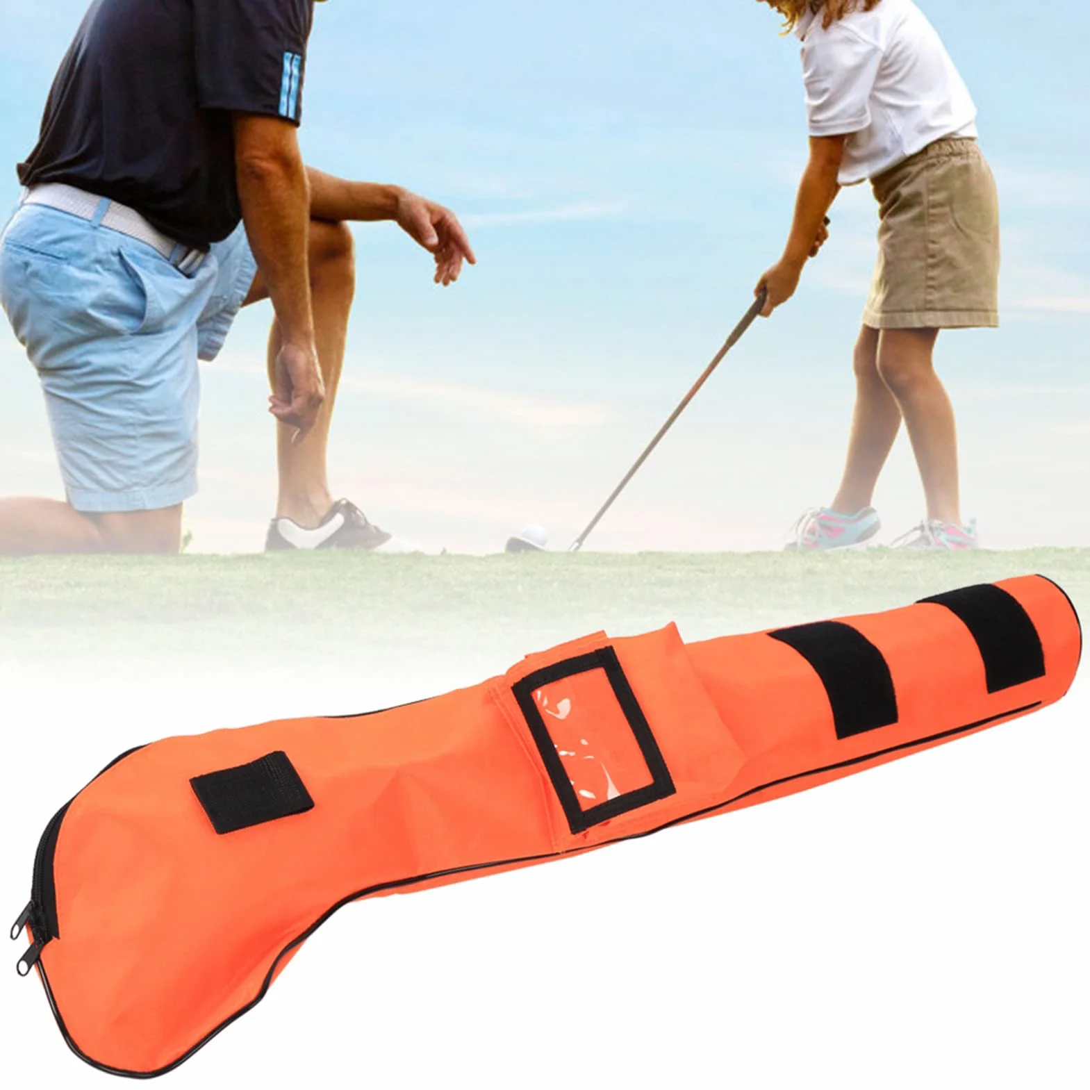 VBESTLIFE Bolsa de Palos de Golf Nylon Portátil Impermeable Niños Plegable Naranja