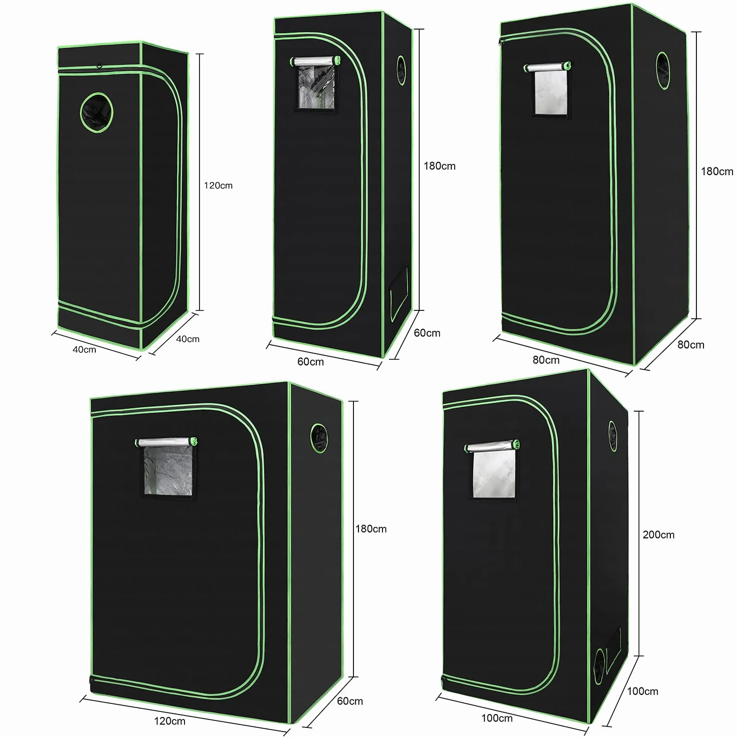 Lospitch Tienda de cultivo para cultivo | Armario de cultivo | Carpa de cultivo | Resistente al agua y a la luz | Invernadero para plantas | 600D Oxford 120x60 x180 cm, Negro Verde