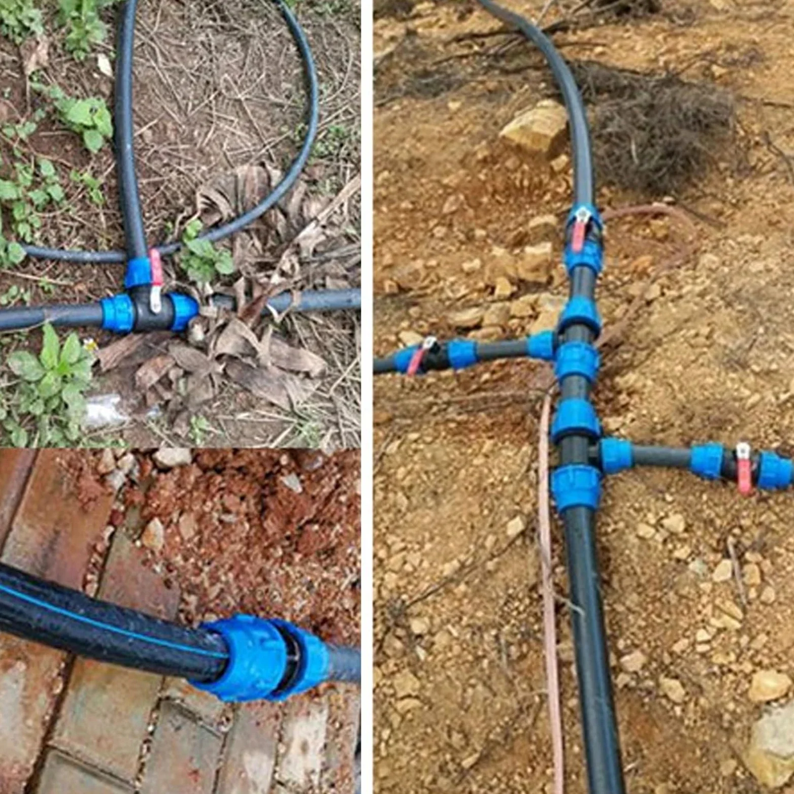 Grifo divisor de agua de PVC PE de 20/25/32/40/50 mm, conector de válvula rápida de plástico, accesorios de tubería de riego para agricultura y jardín (mango de metal, 50 mm)