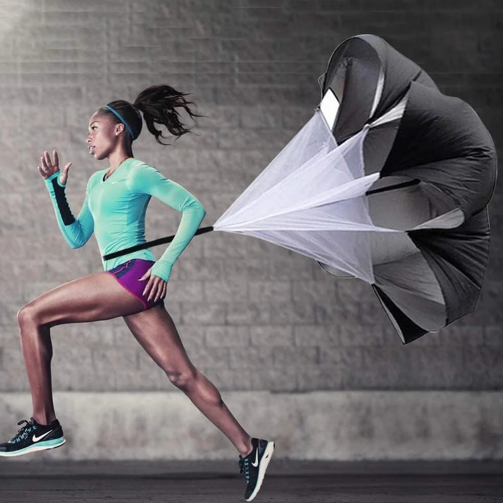 Paracaídas de Velocidad para Entrenamiento de Sprint y Agilidad, Fútbol (Negro)