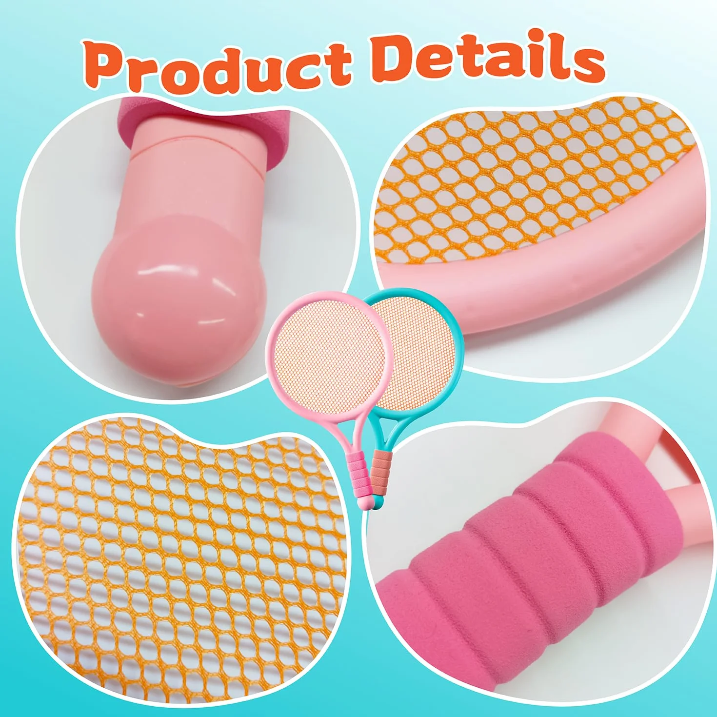 Raqueta de Tenis para Niños Interior y Exterior Azul Rosa