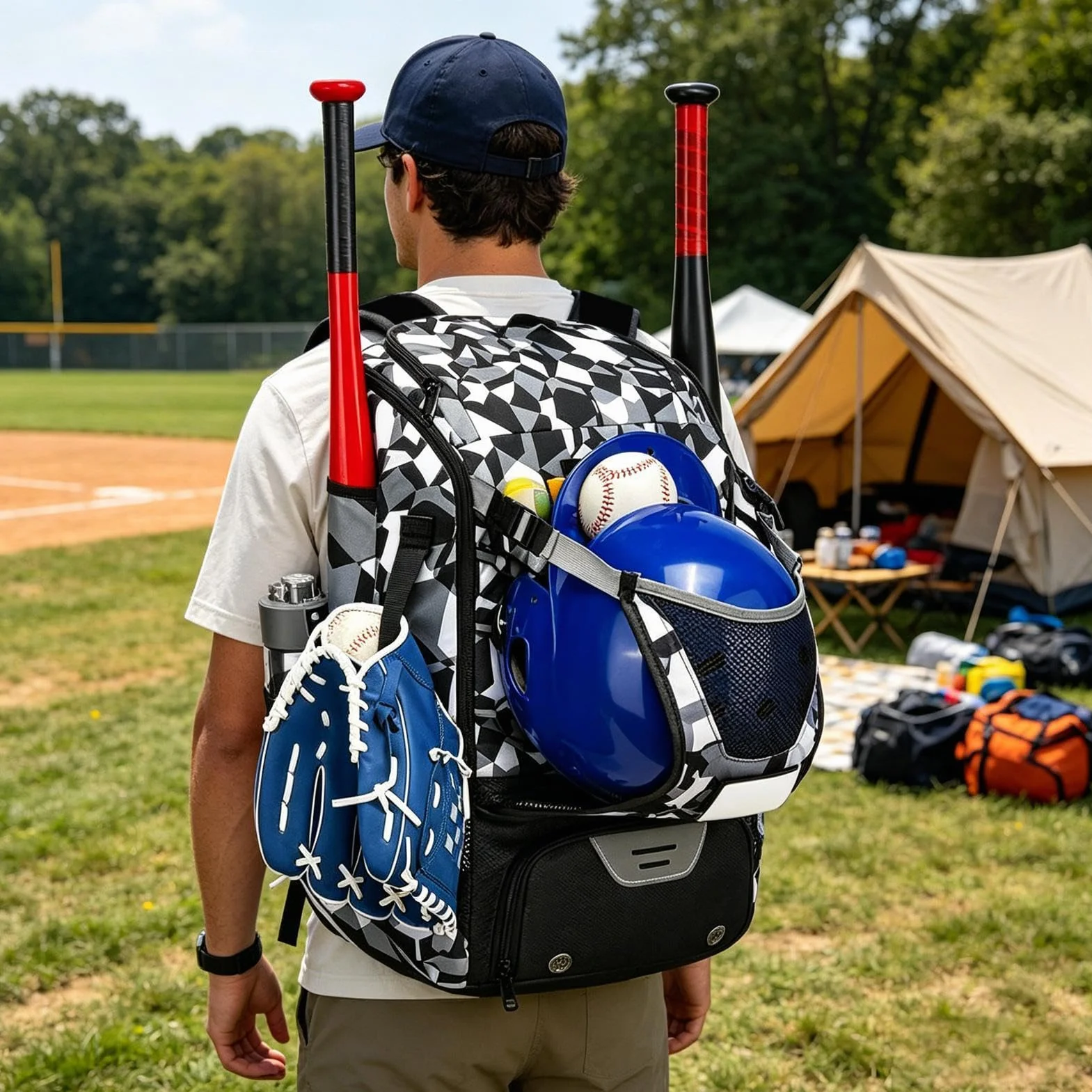 Mochila Grande Ajustable Ligera para Béisbol Juvenil, Sóftbol Femenina, Soccer, Fútbol