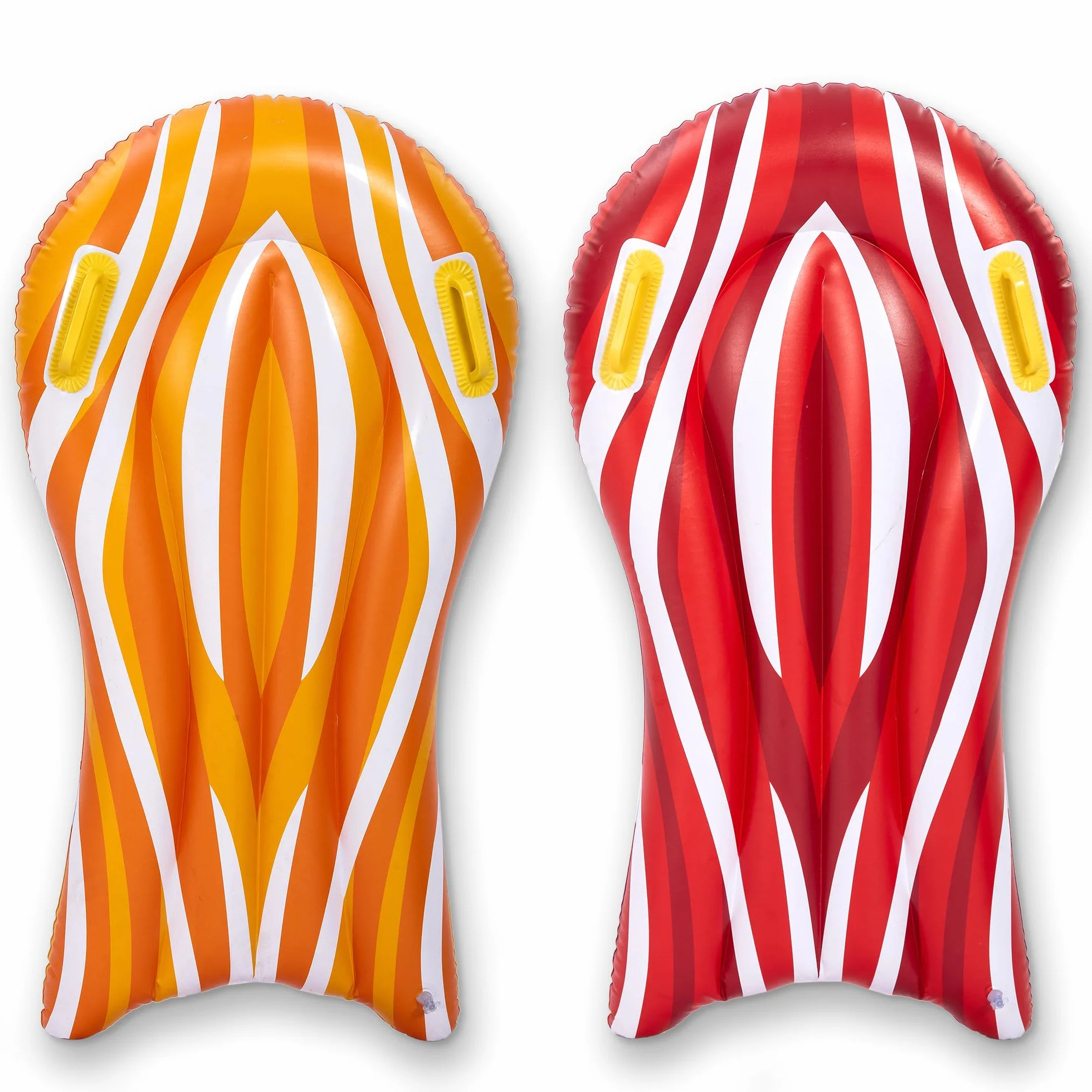 SLOOSH Paquete de 2 tablas de bodyboard inflables para toboganes de agua, surf flotantes piscina juguete acuático verano niños bebés Rojo Naranja