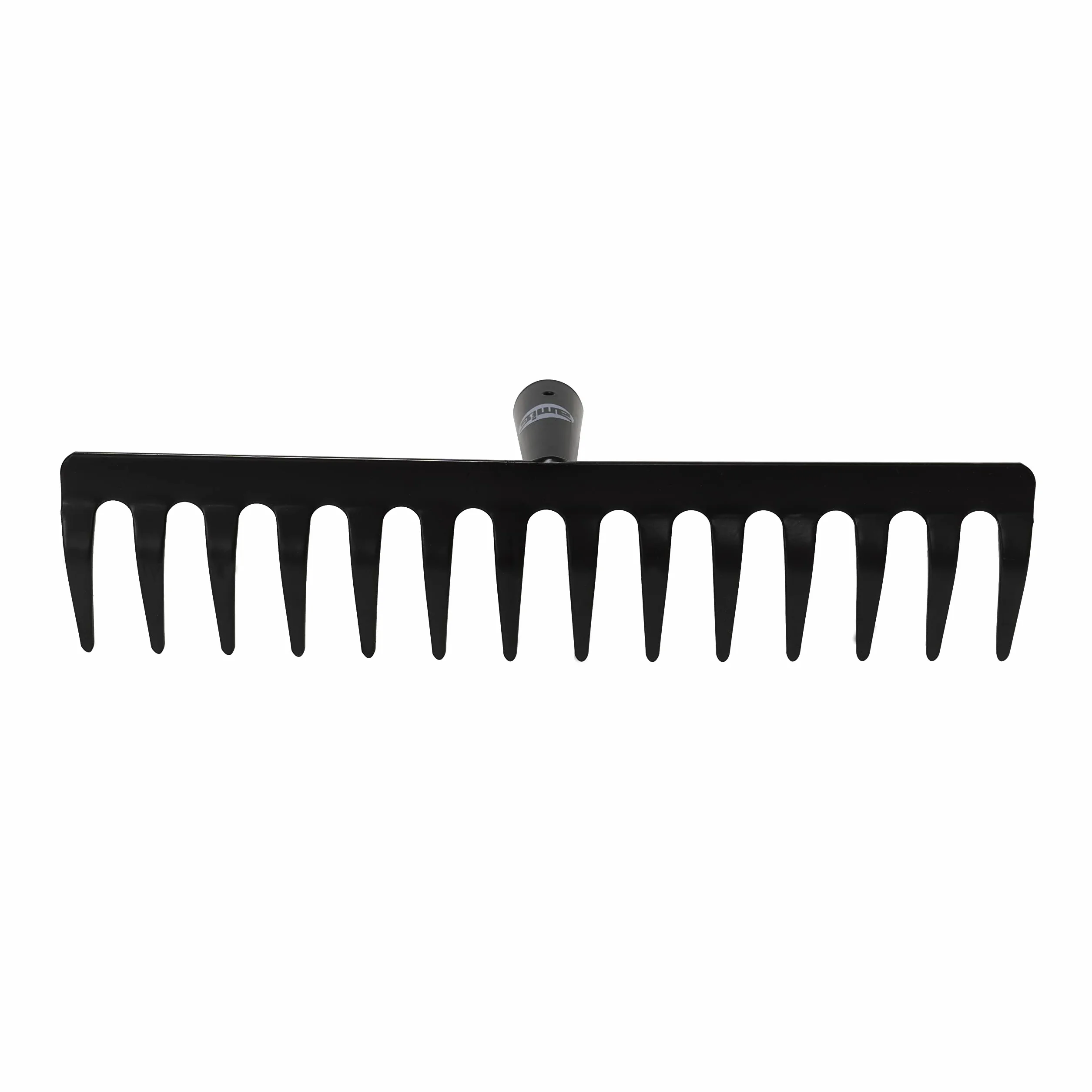 Amig - Rastrillo de Jardin- Rastrillo Metálico de Acero con 12 Dientes Robustos para Rastrillar y Trabajar la Tierra - Herramientas para huerto y Jardinería en Color Negro- Medidas: 300 mm.