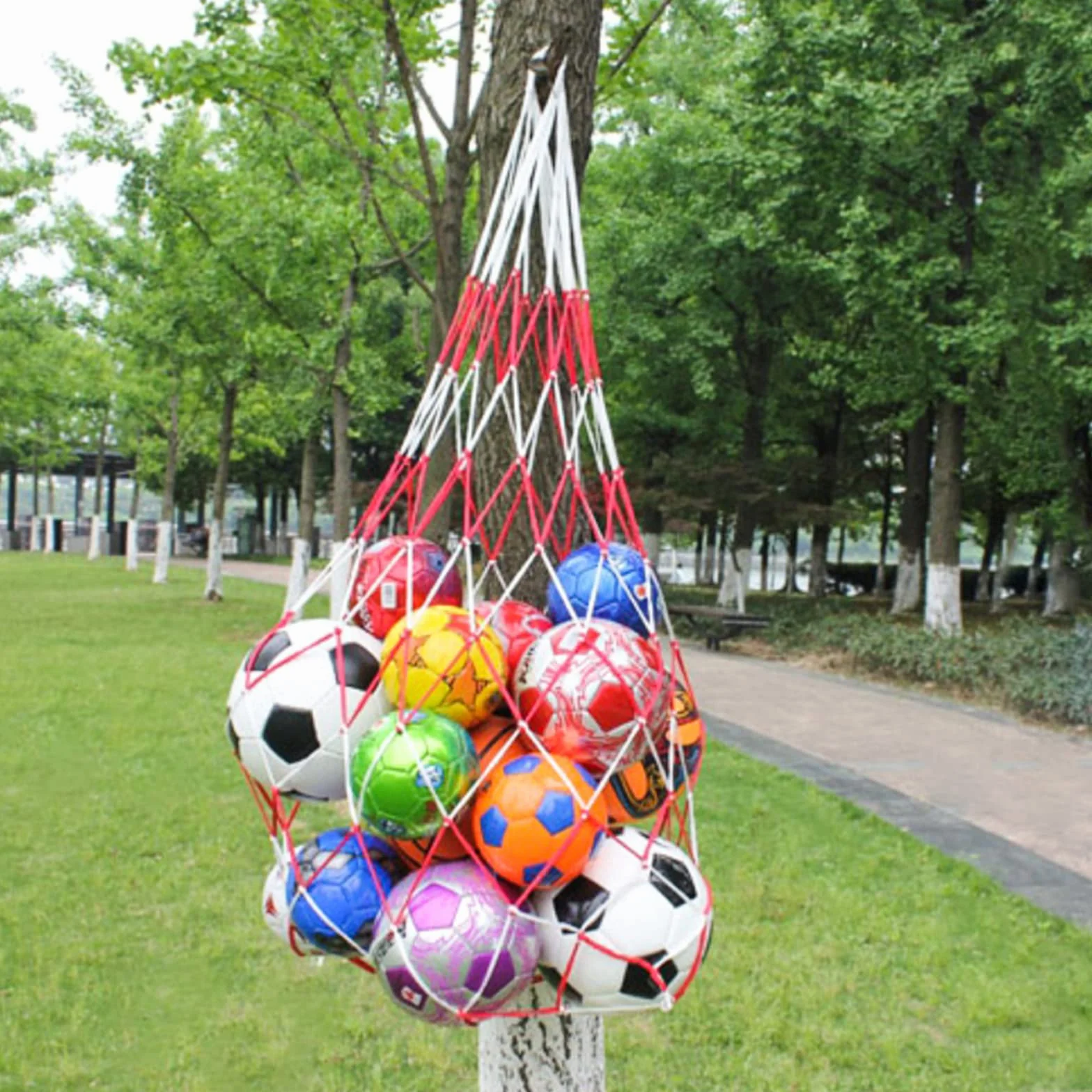 Bolso de Malla Deportivo de Gran Capacidad para Pelotas - Transporte de 10-15 Balones de Fútbol, Baloncesto y Voleibol