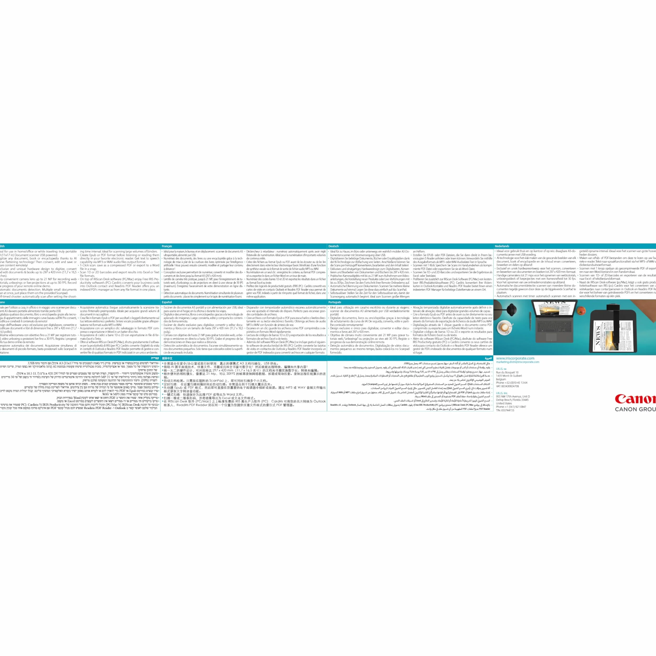 IRIScan Escritorio 6 Pro Professional Document Escáner 21MP 11x17 Pulgadas OCR