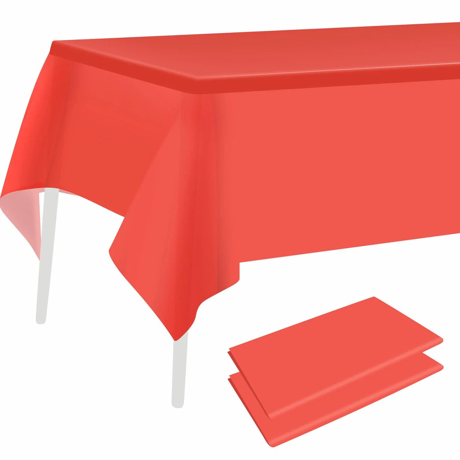 HXMJIED 2 manteles rectangulares rojos, 137 x 274 cm, mantel de fiesta, mantel rojo lavable para interiores o exteriores, mantel de picnic, decoración de fiesta de cumpleaños