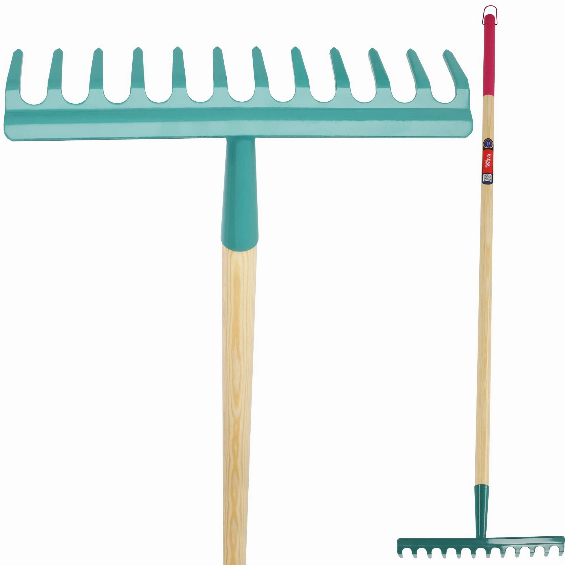 KADAX Rastrillo para mujer, rastrillo plano con mango largo, rastrillo de césped para jardín, piedras, rastrillo, rastrillo, herramienta de jardín, herramienta de jardín, rastrillo de heno, con cabeza