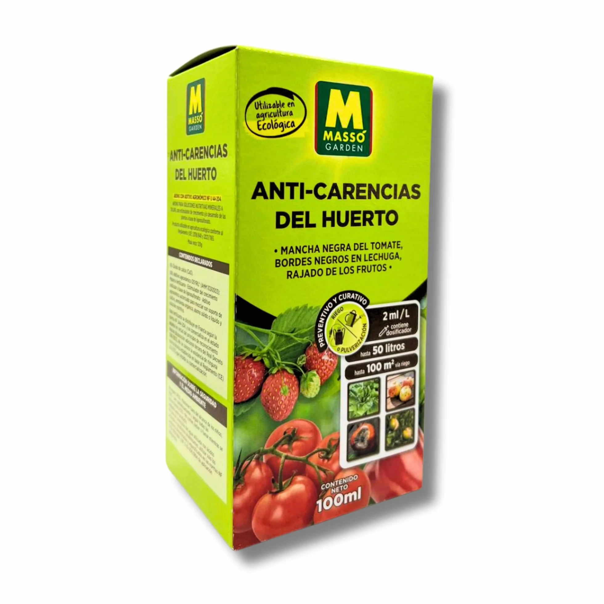 ANTI-CARENCIAS para Huerto ECO 100 ML MUY EFECTIVO | Corrector de Calcio para Tomate, Pimiento, Lechuga y Hortalizas | Previene Enfermedades como bordes negros o Bitter pit | Ecológico | Nexum Market